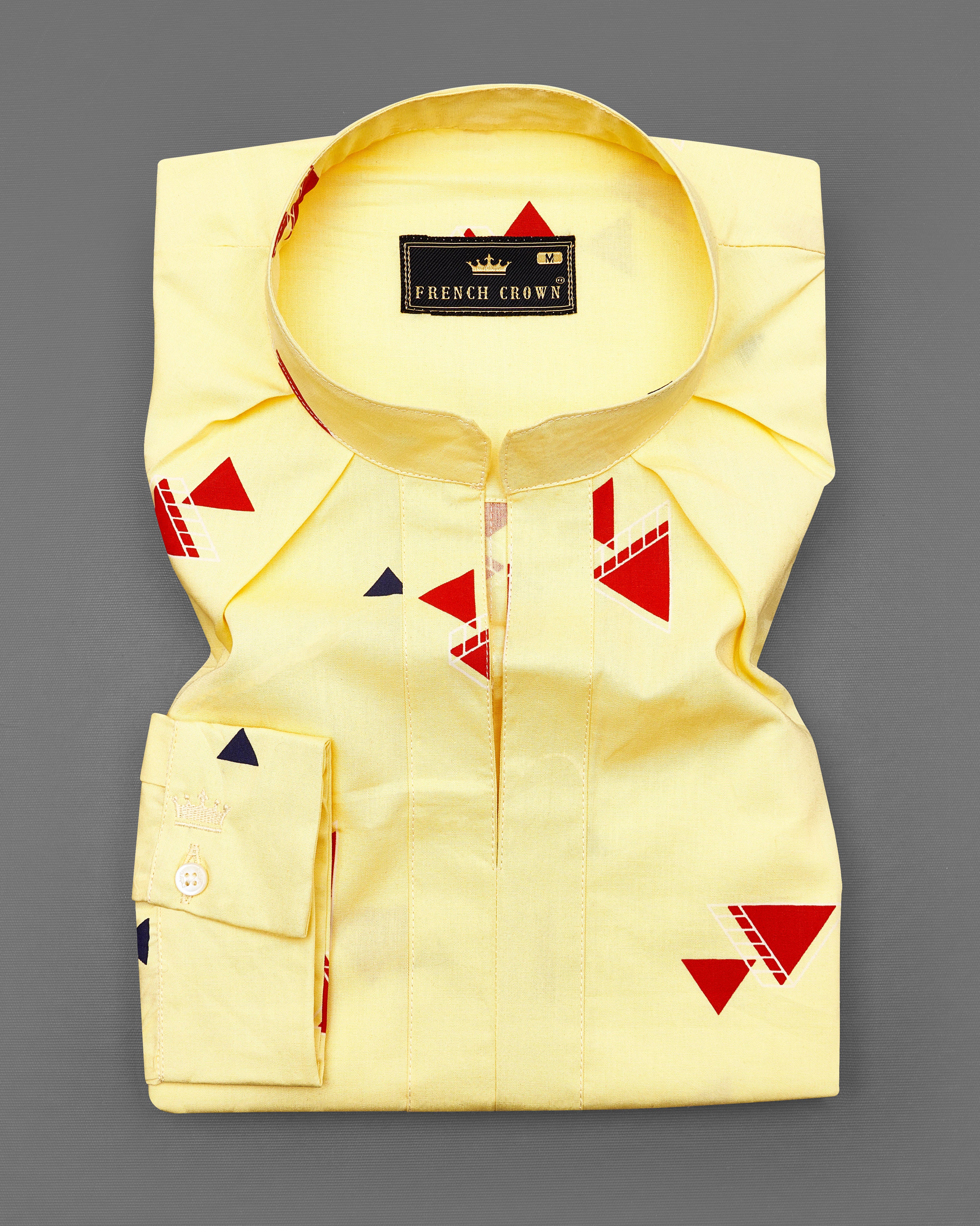 Manilla Yellow Printed Premium Cotton Shirt WS007-M-P-32, WS007-M-P-34, WS007-M-P-36, WS007-M-P-38, WS007-M-P-40, WS007-M-P-42