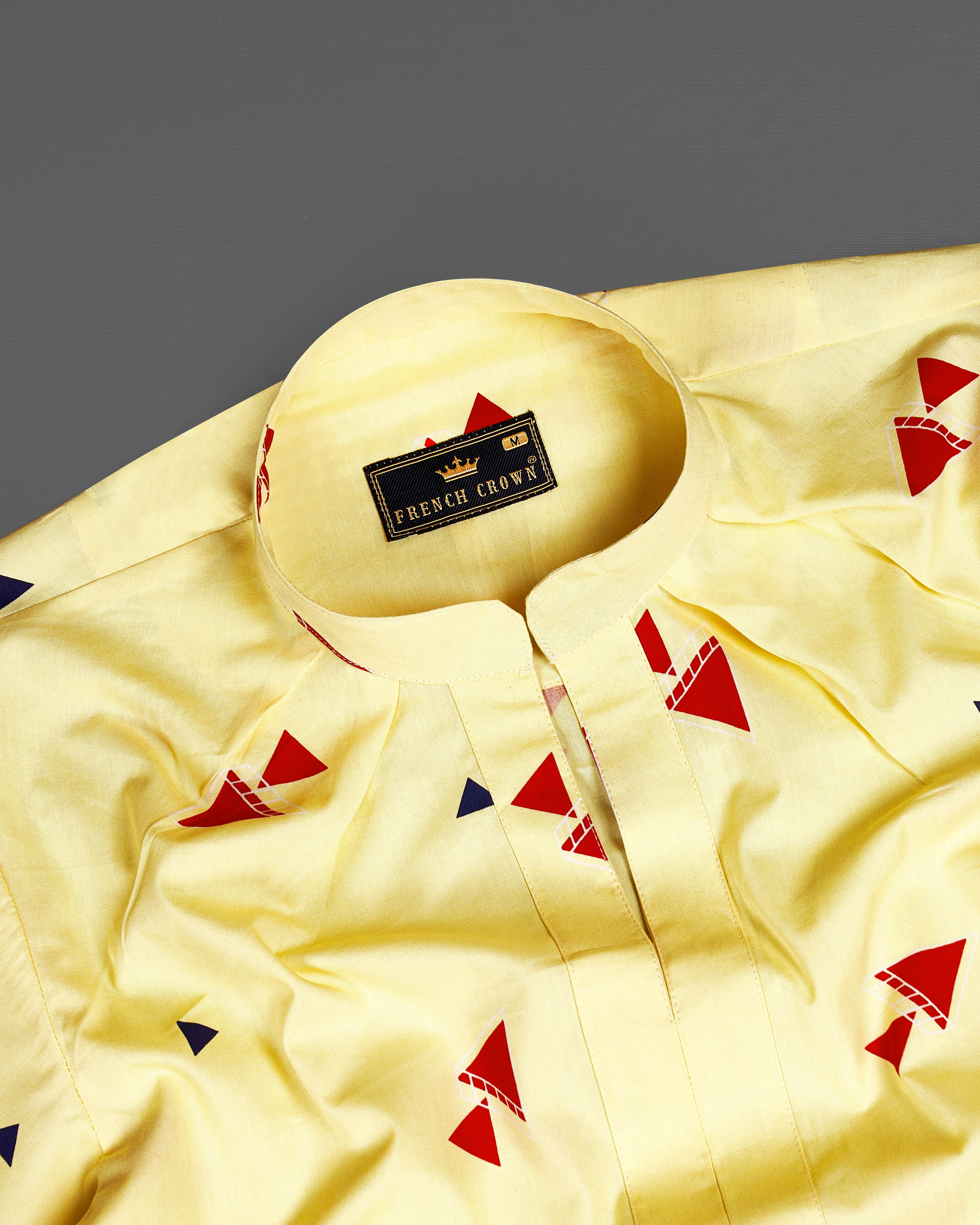 Manilla Yellow Printed Premium Cotton Shirt WS007-M-P-32, WS007-M-P-34, WS007-M-P-36, WS007-M-P-38, WS007-M-P-40, WS007-M-P-42