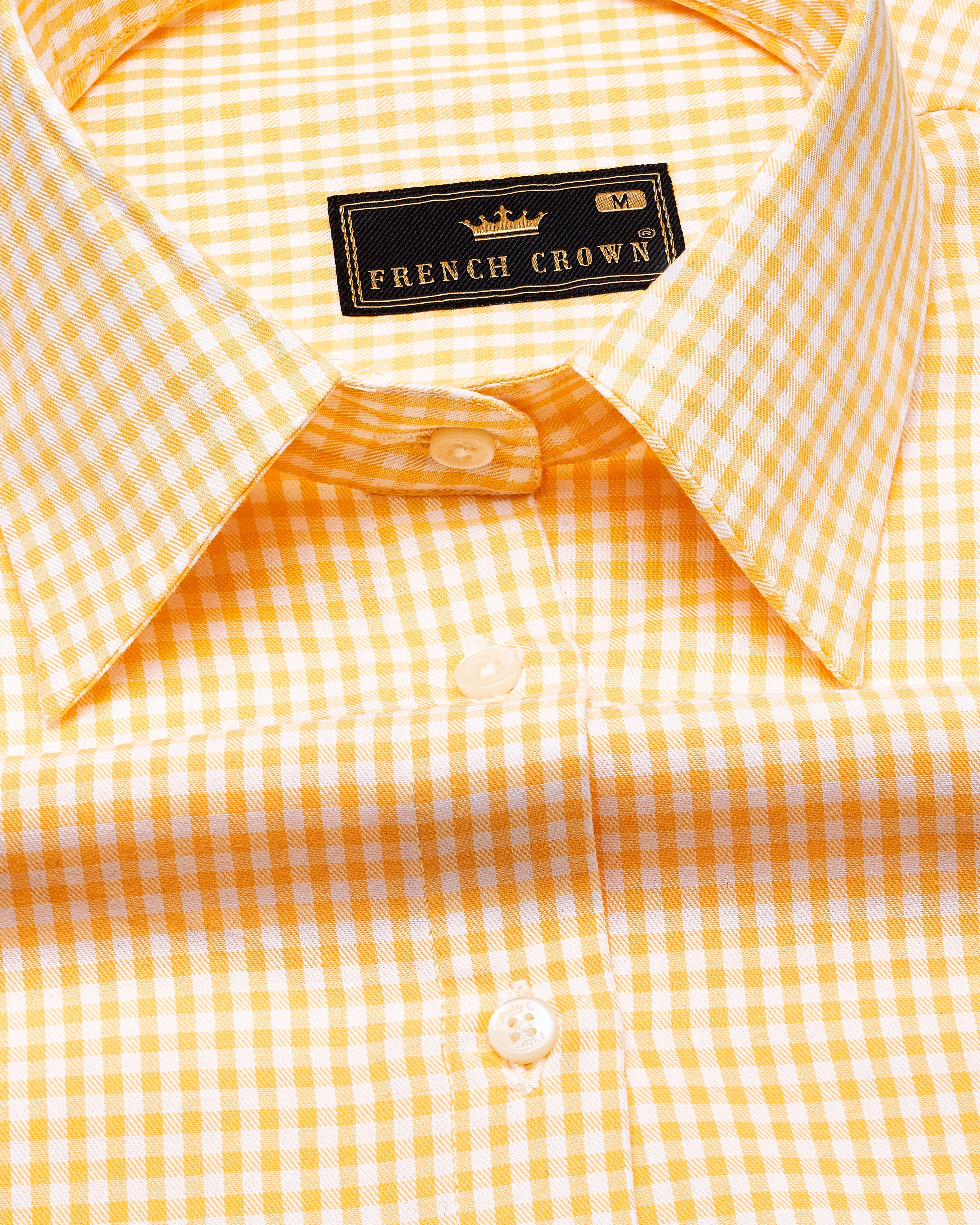 Bright White with Texas Orange Checkered Premium Cotton Shirt WS012-32, WS012-34, WS012-36, WS012-38, WS012-40, WS012-42