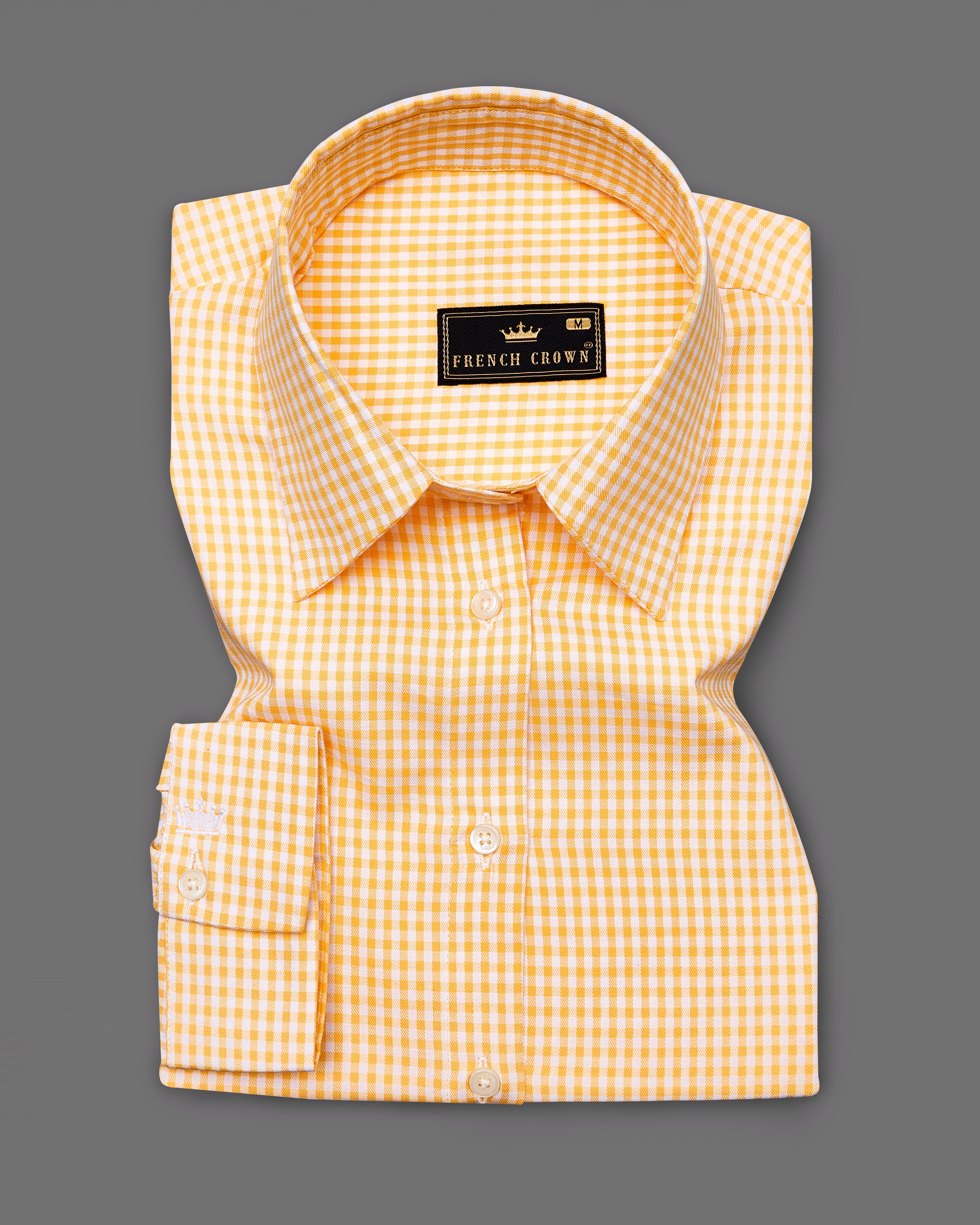 Bright White with Texas Orange Checkered Premium Cotton Shirt WS012-32, WS012-34, WS012-36, WS012-38, WS012-40, WS012-42