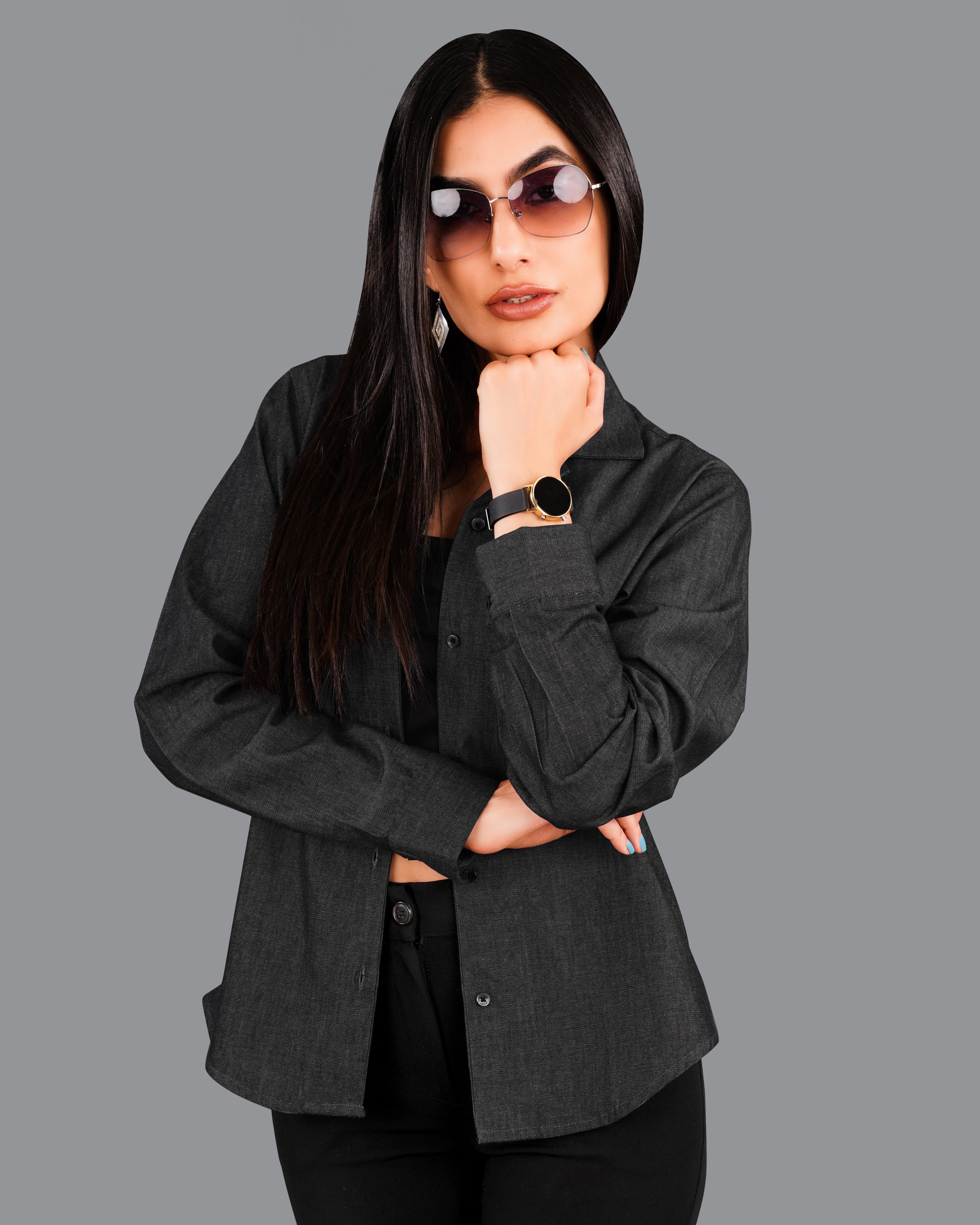 Iridium Gray Premium Cotton Denim Shirt