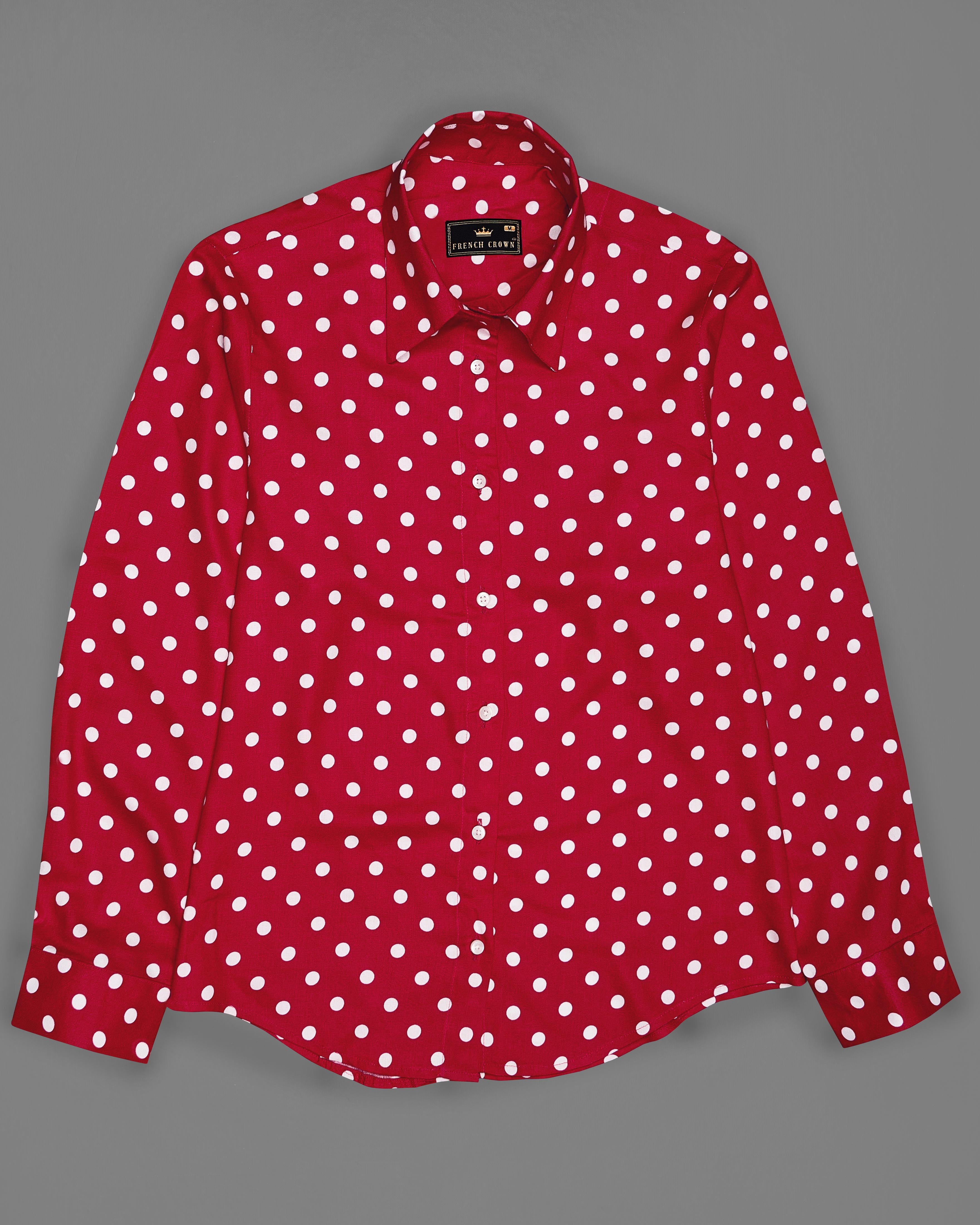 Shiraz Red Polka Dotted Premium Tencel Shirt WS016-32, WS016-34, WS016-36, WS016-38, WS016-40, WS016-42