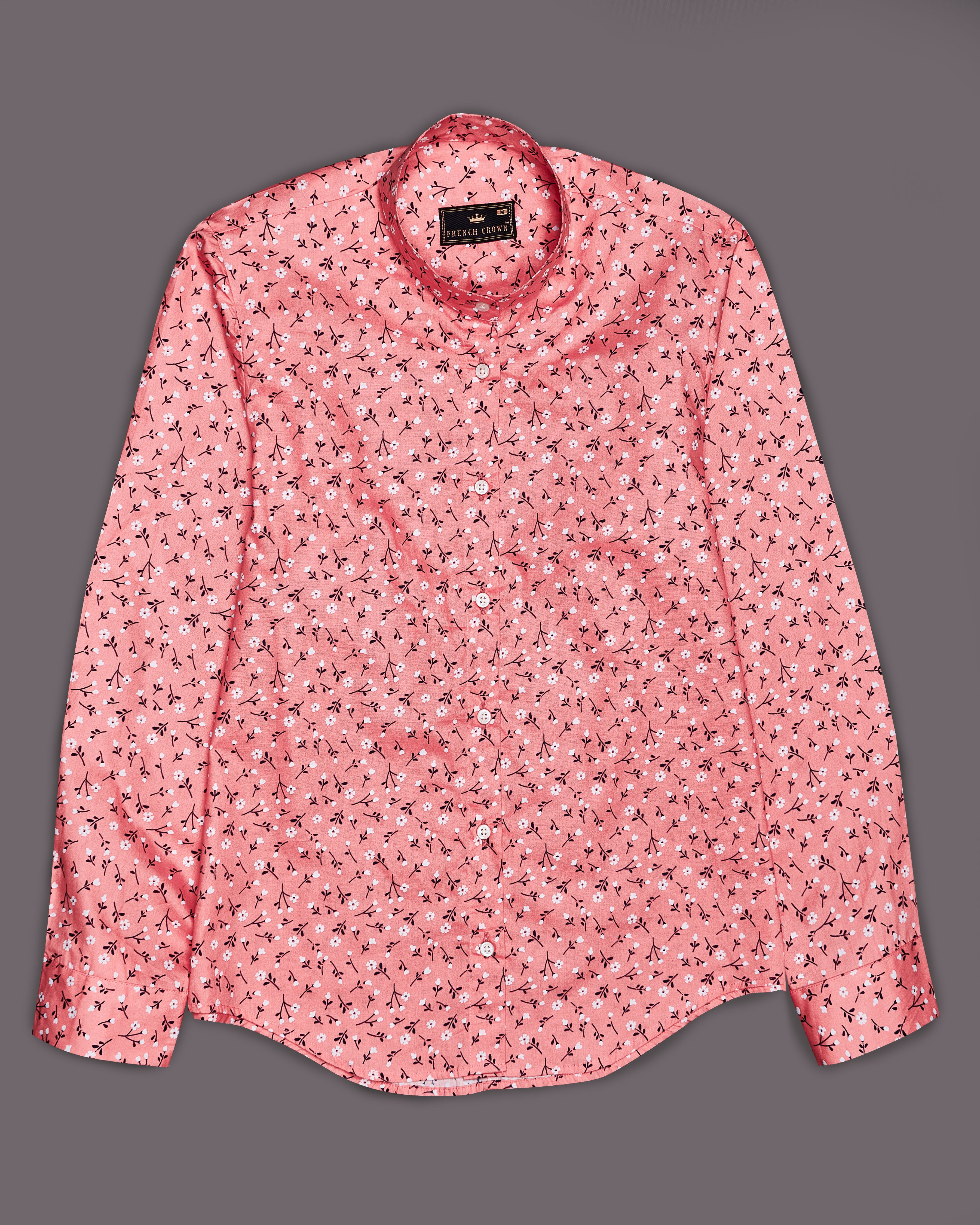 Coral Pink Ditsy Printed Premium Cotton Shirt WS024-M-32, WS024-M-34, WS024-M-36, WS024-M-38, WS024-M-40, WS024-M-42