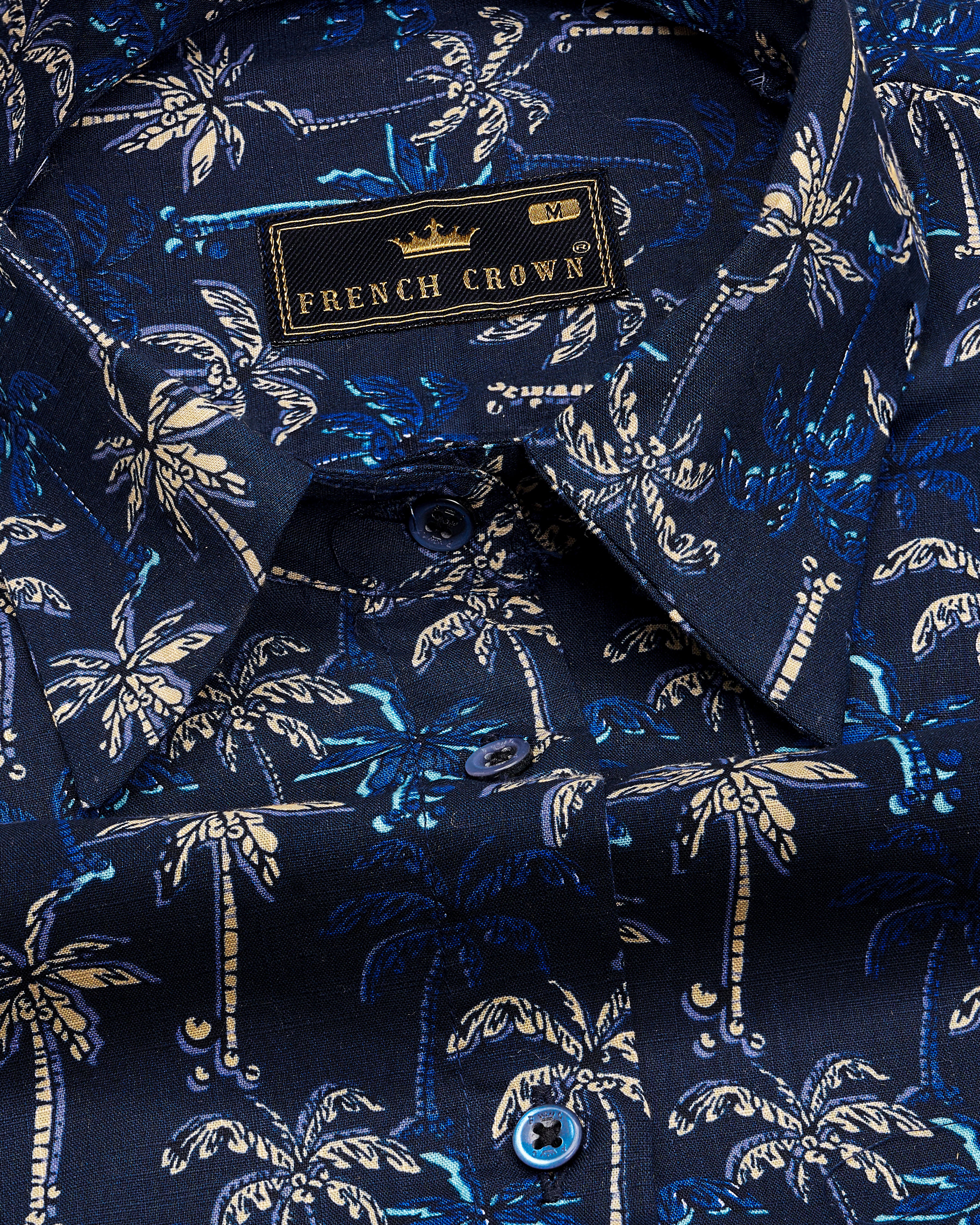 Rangoon Blue Multicolour Trees Printed Premium Cotton Shirt WS029-BLE-32, WS029-BLE-34, WS029-BLE-36, WS029-BLE-38, WS029-BLE-40, WS029-BLE-42