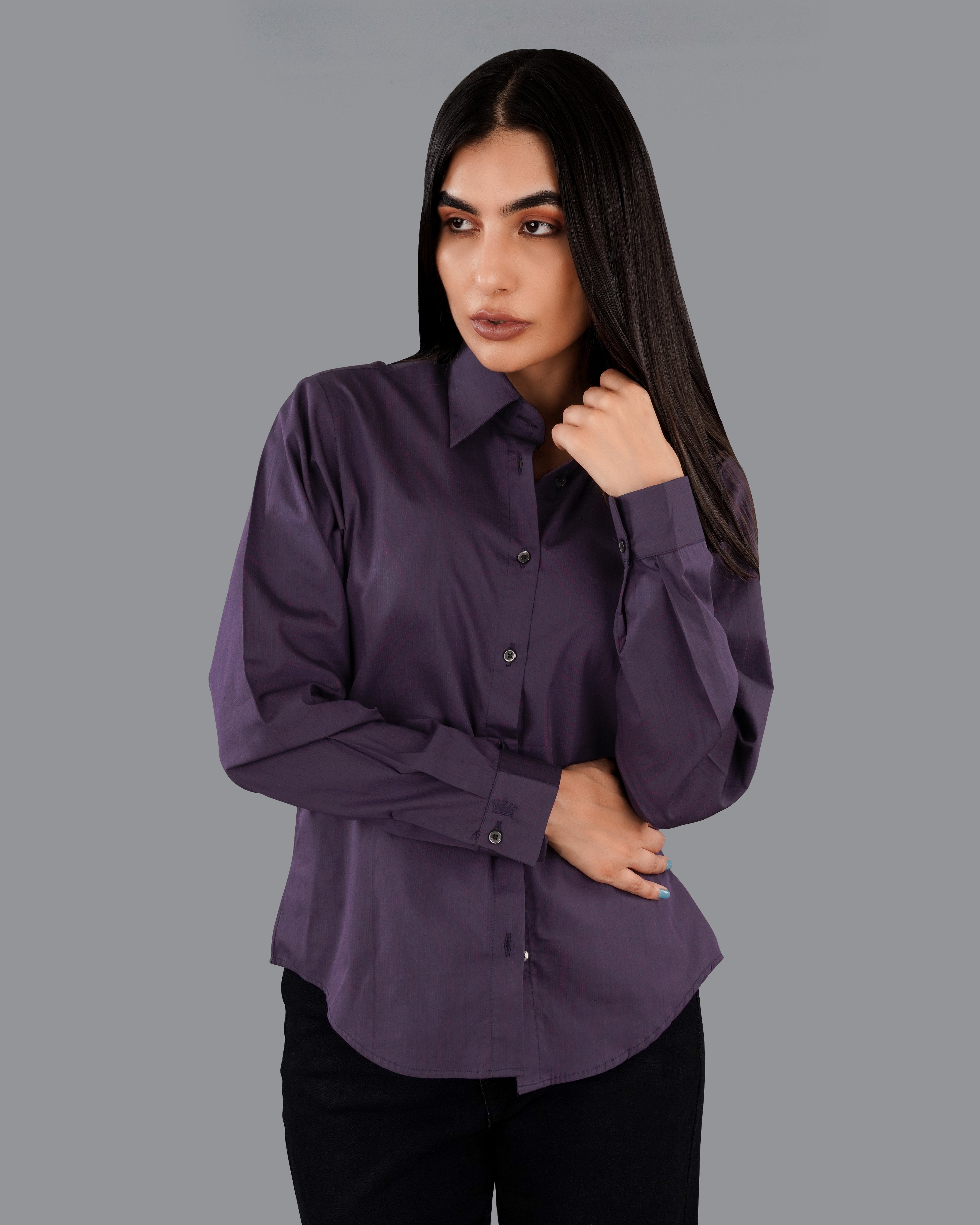 Thunder Violet Premium Cotton Shirt WS038-BLK-32, WS038-BLK-34, WS038-BLK-36, WS038-BLK-38, WS038-BLK-40, WS038-BLK-42