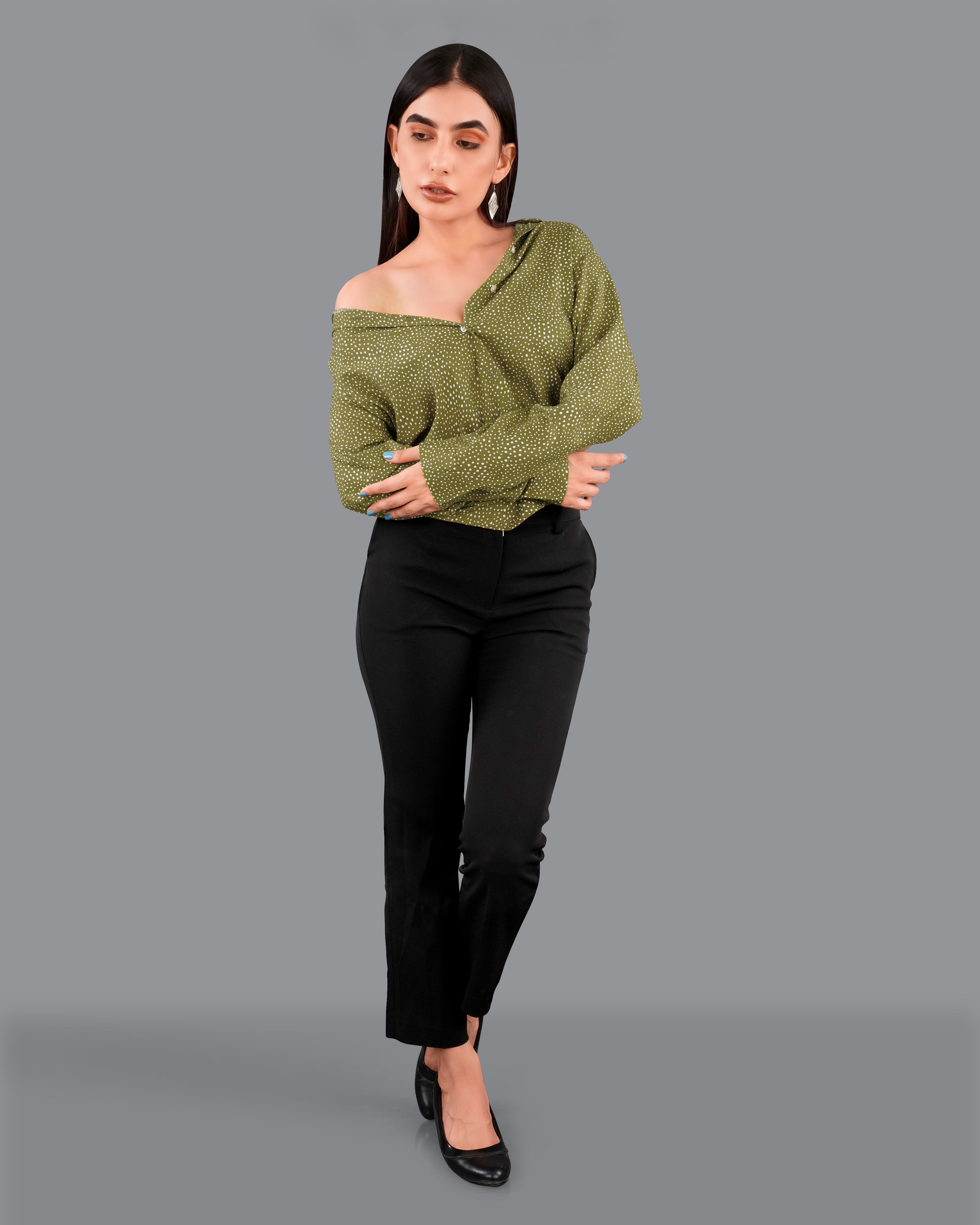 Hemlock Green Printed Premium Tencel Shirt WS052-M-32, WS052-M-34, WS052-M-36, WS052-M-38, WS052-M-40, WS052-M-42