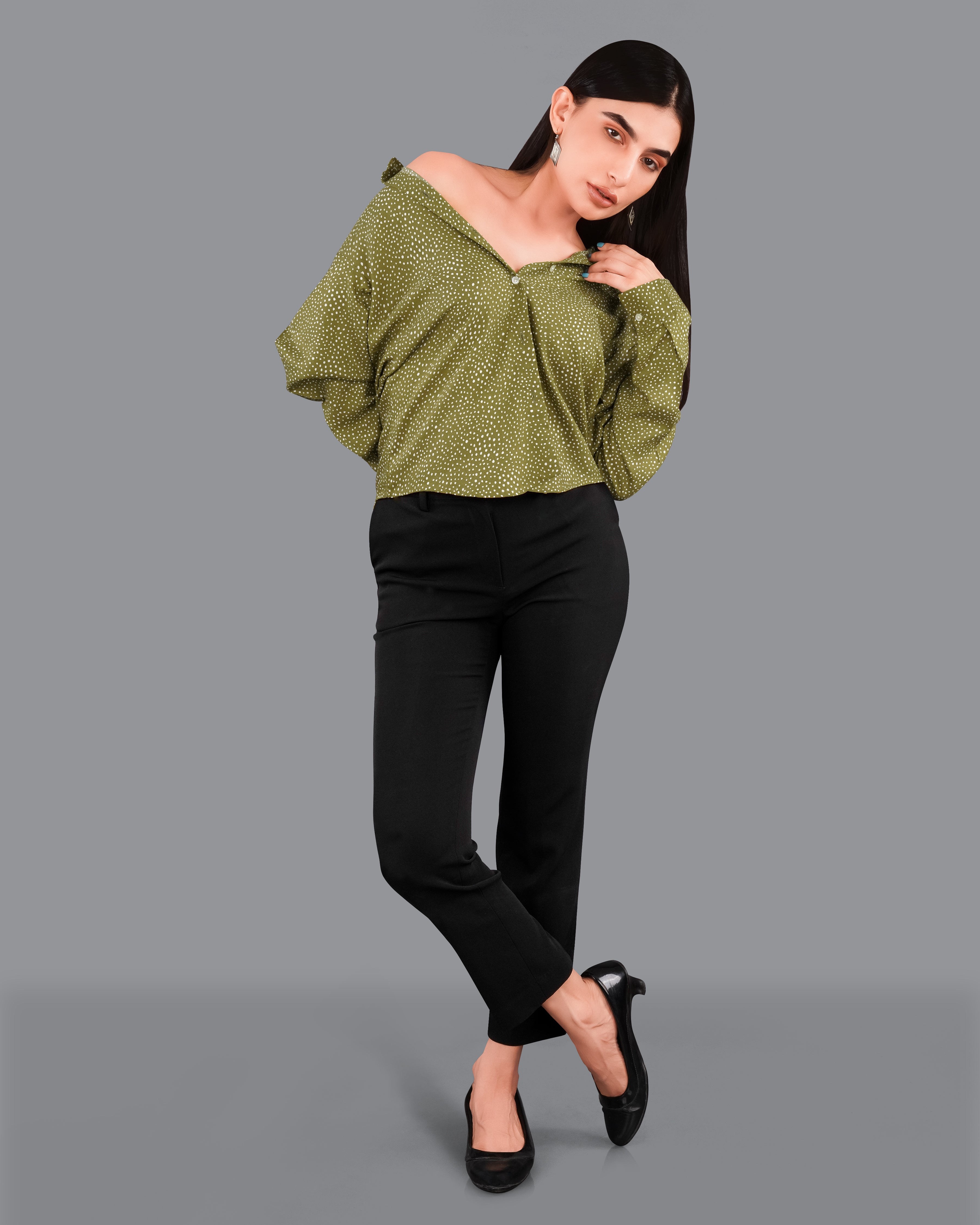 Hemlock Green Printed Premium Tencel Shirt WS052-M-32, WS052-M-34, WS052-M-36, WS052-M-38, WS052-M-40, WS052-M-42