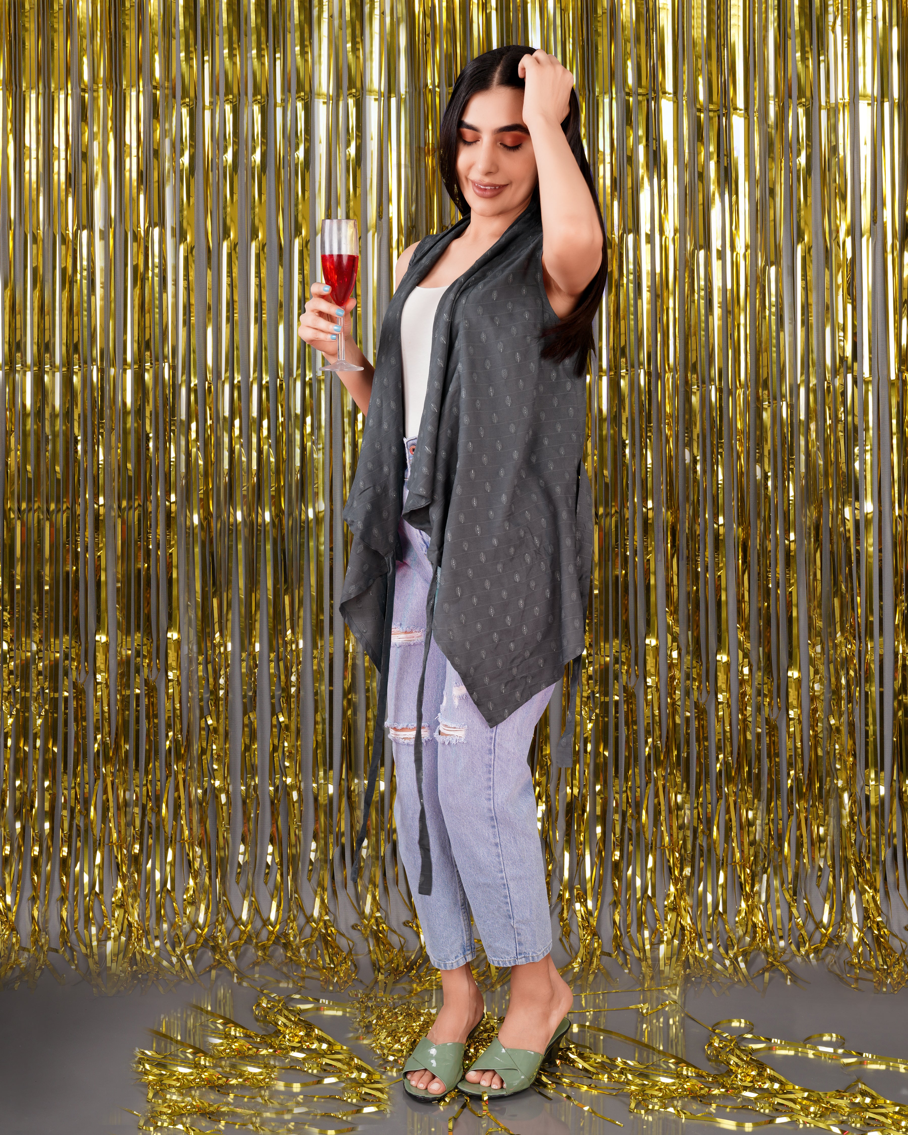 Gravel Gray Printed Viscose Shrug WTP021-32, WTP021-34, WTP021-36, WTP021-38, WTP021-40, WTP021-42