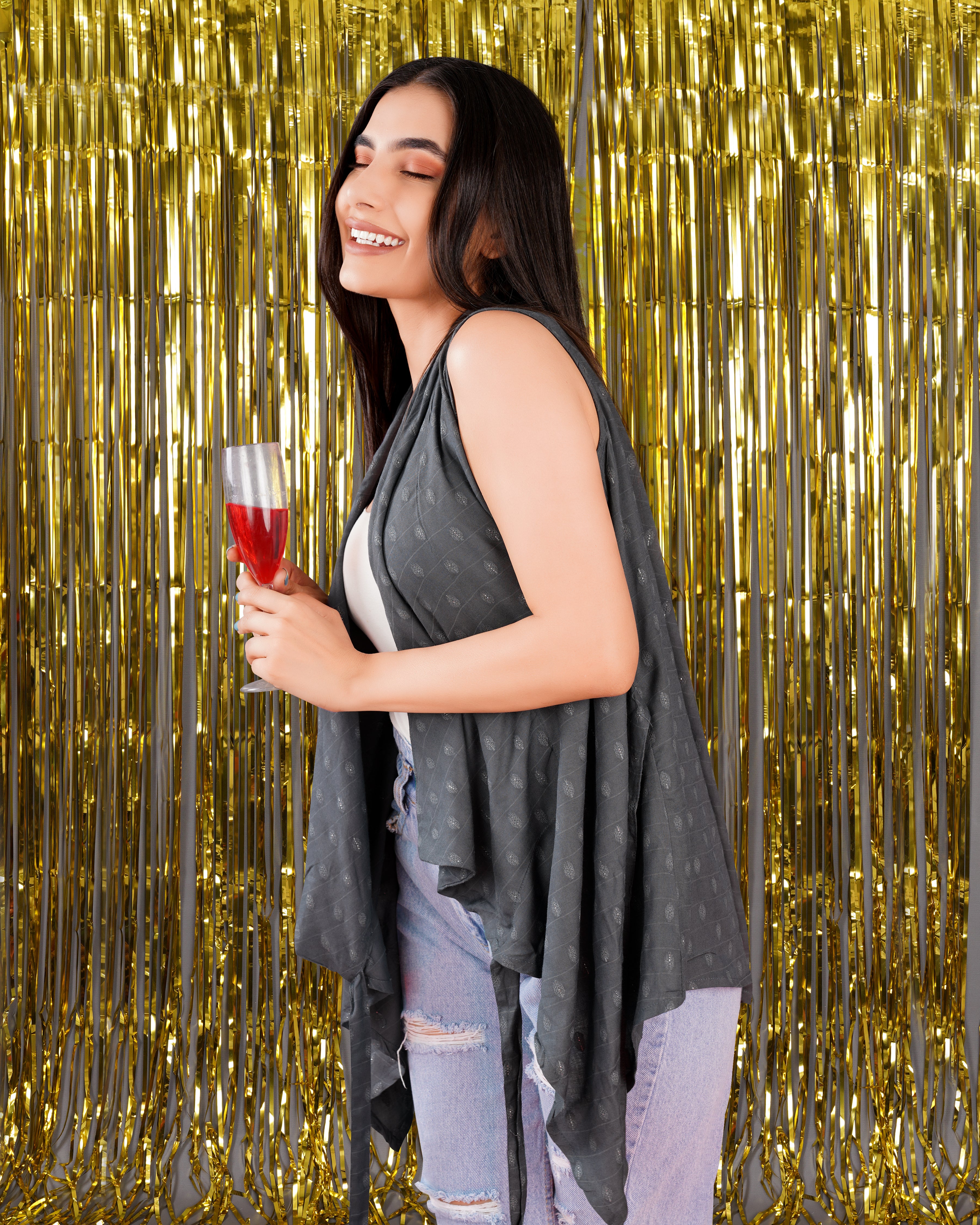 Gravel Gray Printed Viscose Shrug WTP021-32, WTP021-34, WTP021-36, WTP021-38, WTP021-40, WTP021-42