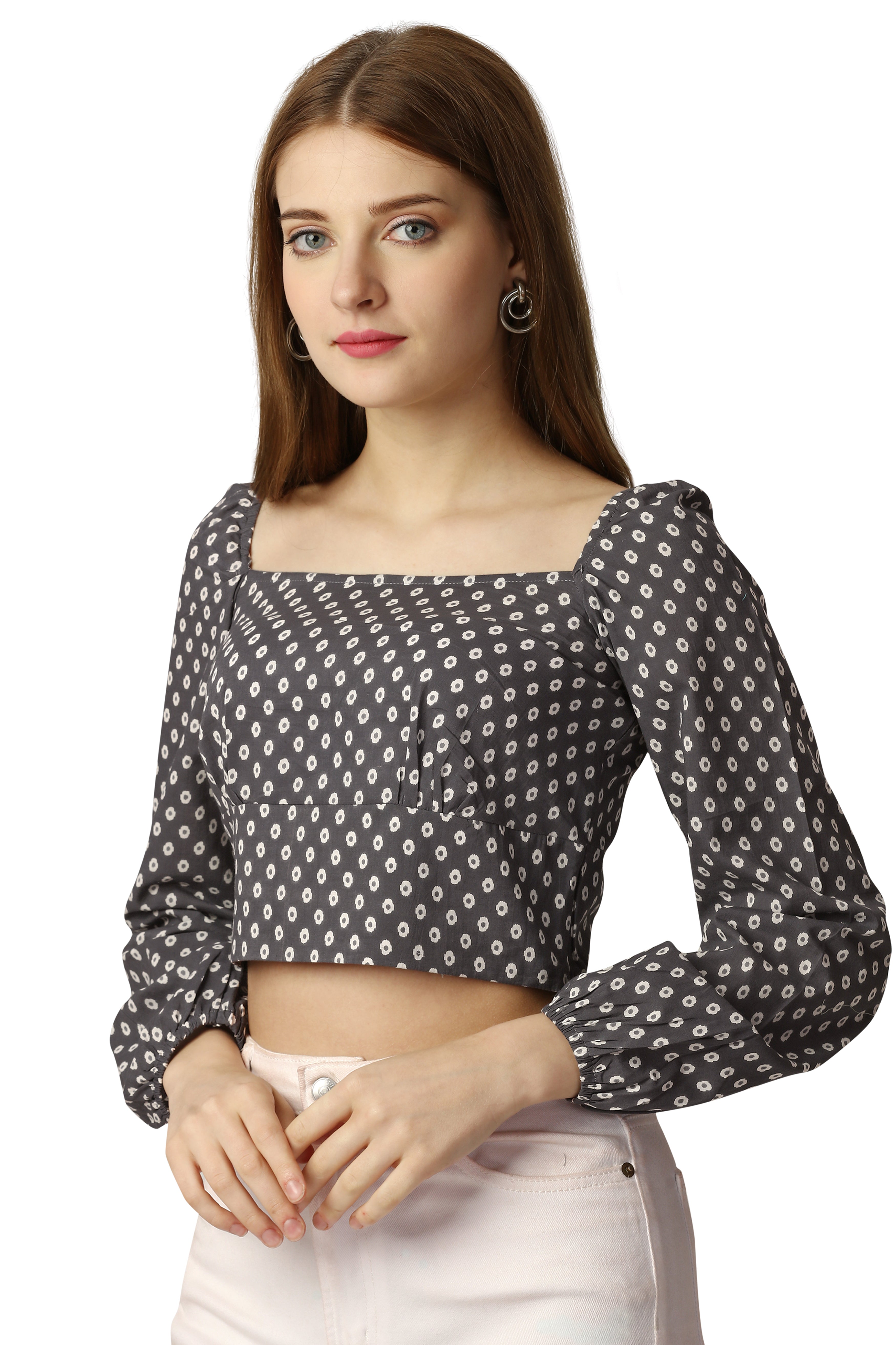 Chicago Gray Printed Premium Cotton Crop Top