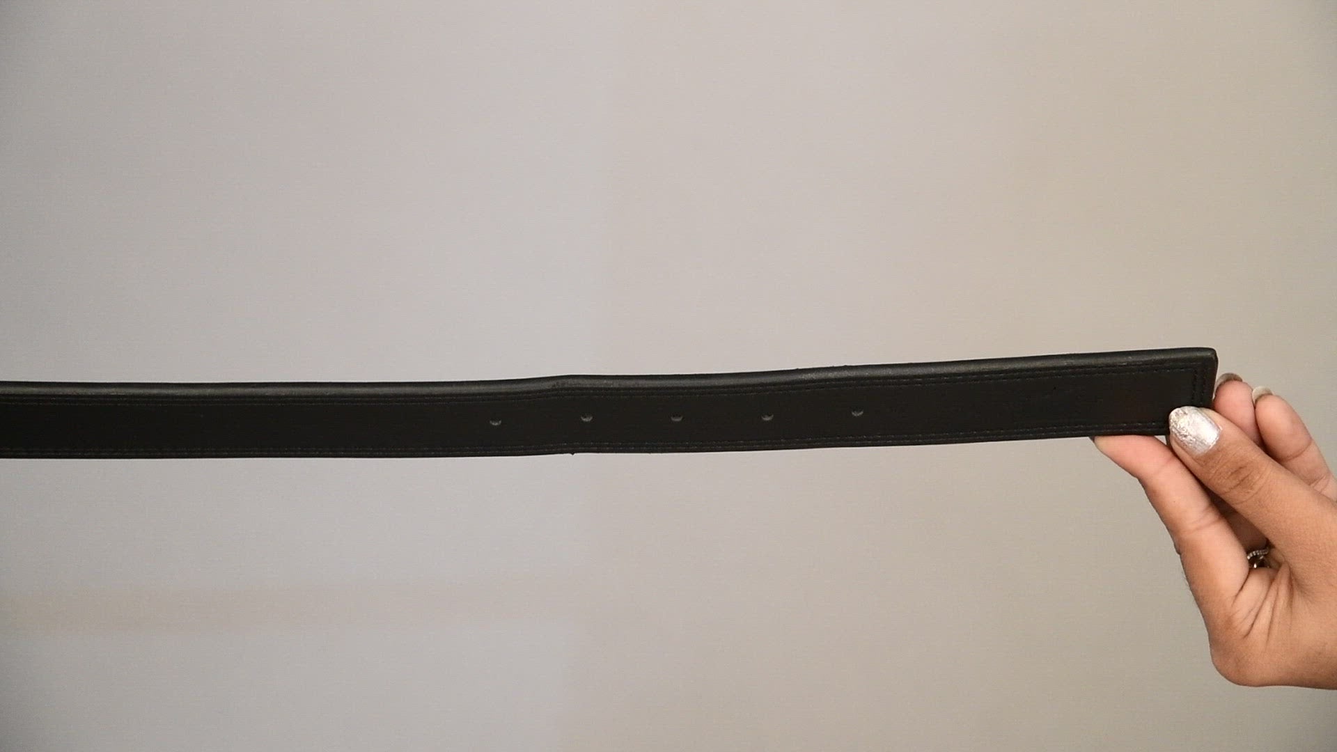 Jade Black Double Handmade Stitched Clean Strap Vegan Leather Belt