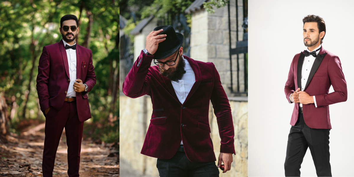Maroon Suit Combinations with Shirts, Tie and Shoes