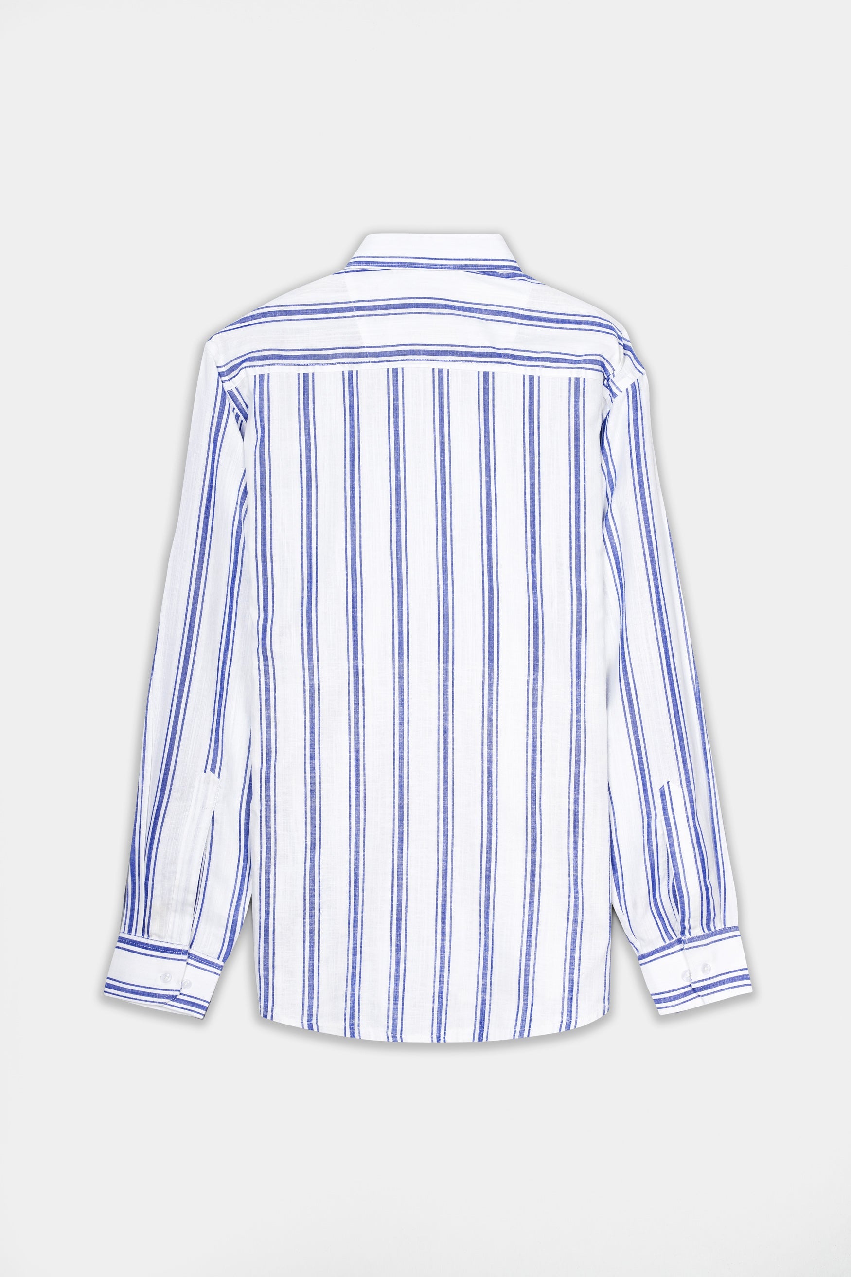 7swords-Bright White with Wild Yonde Blue Striped Premium Cotton Shirt