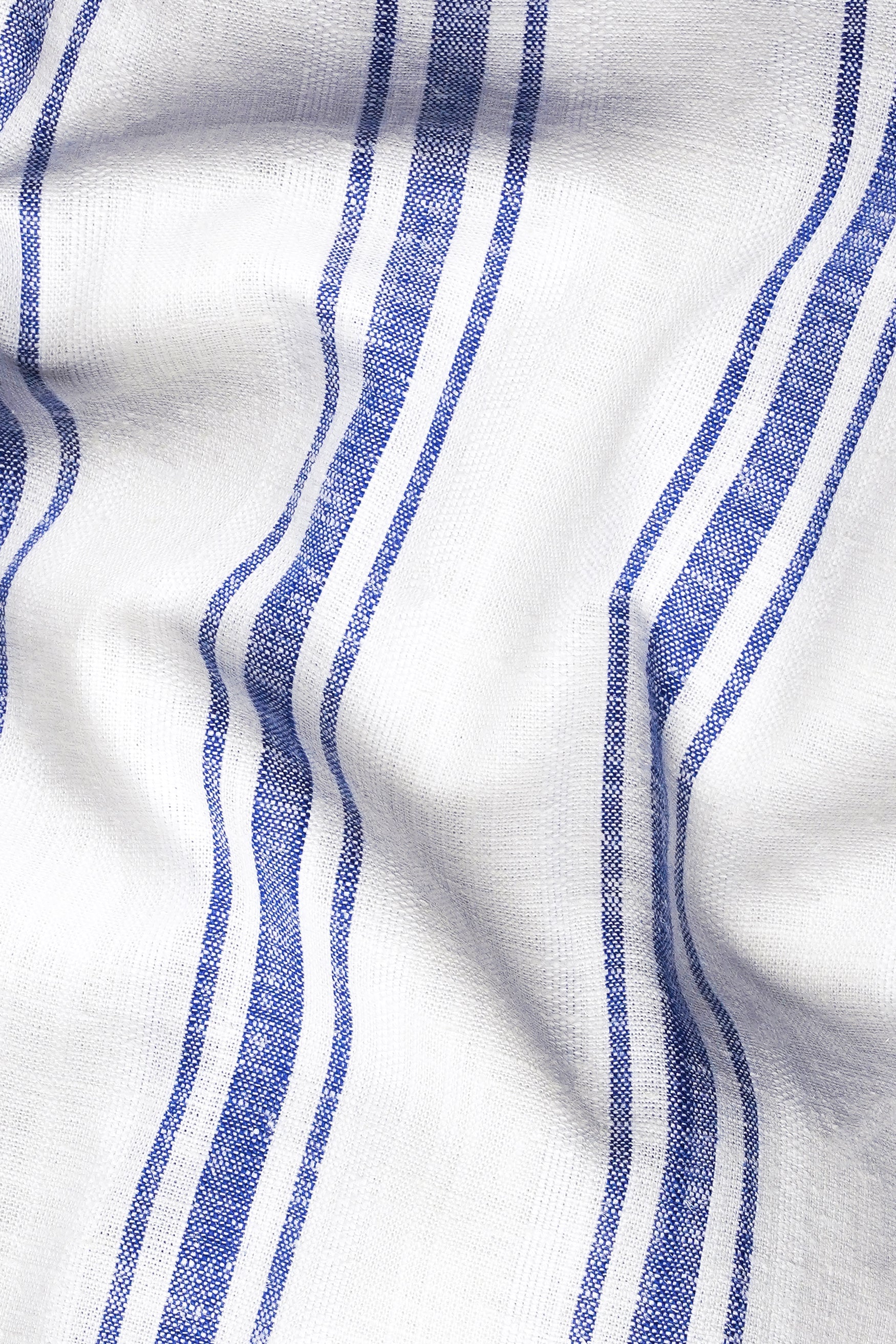 7swords-Bright White with Wild Yonde Blue Striped Premium Cotton Shirt