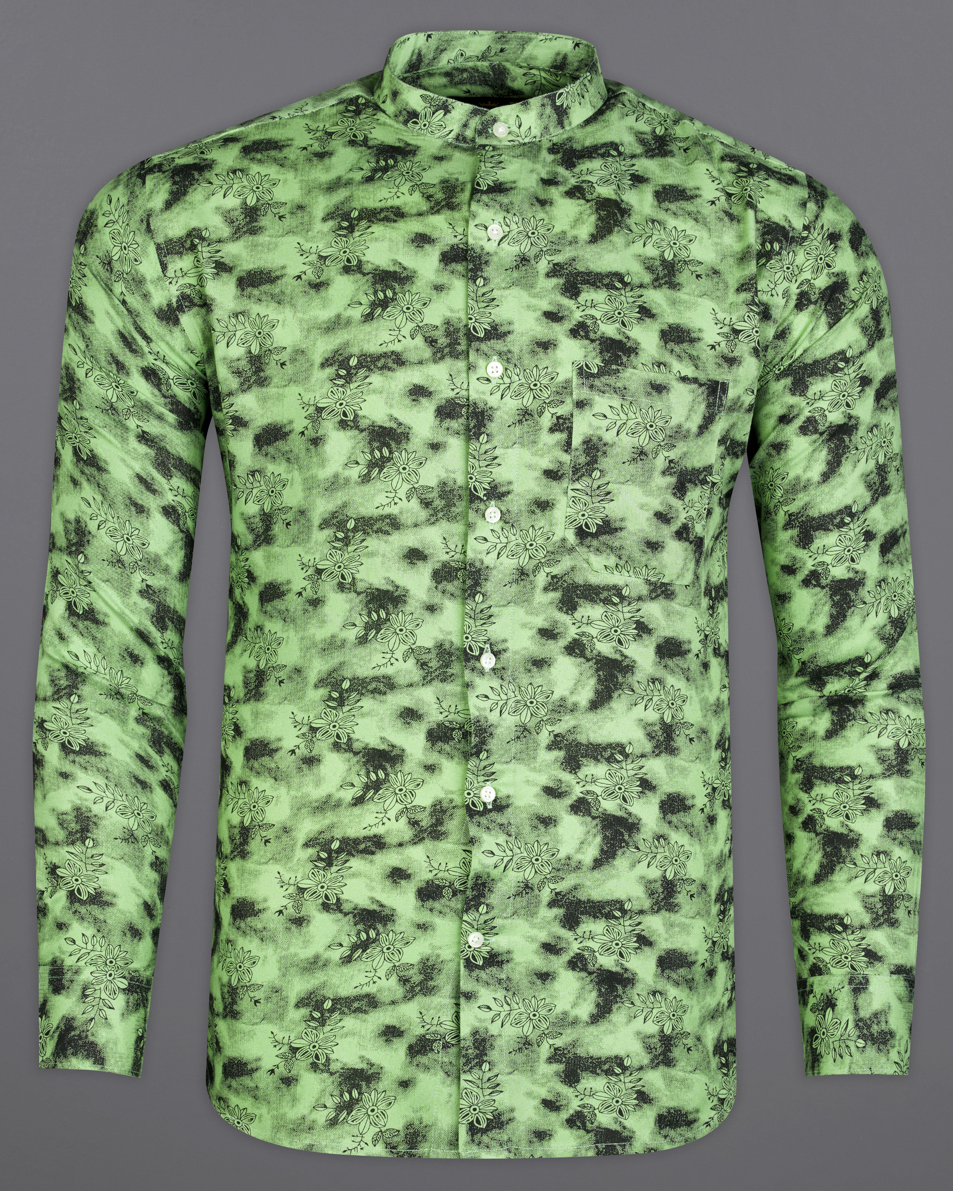 Coriander Green and Black Floral Textured Premium Tencel Shirt 10001-M-38, 10001-M-H-38, 10001-M-39, 10001-M-H-39, 10001-M-40, 10001-M-H-40, 10001-M-42, 10001-M-H-42, 10001-M-44, 10001-M-H-44, 10001-M-46, 10001-M-H-46, 10001-M-48, 10001-M-H-48, 10001-M-50, 10001-M-H-50, 10001-M-52, 10001-M-H-52