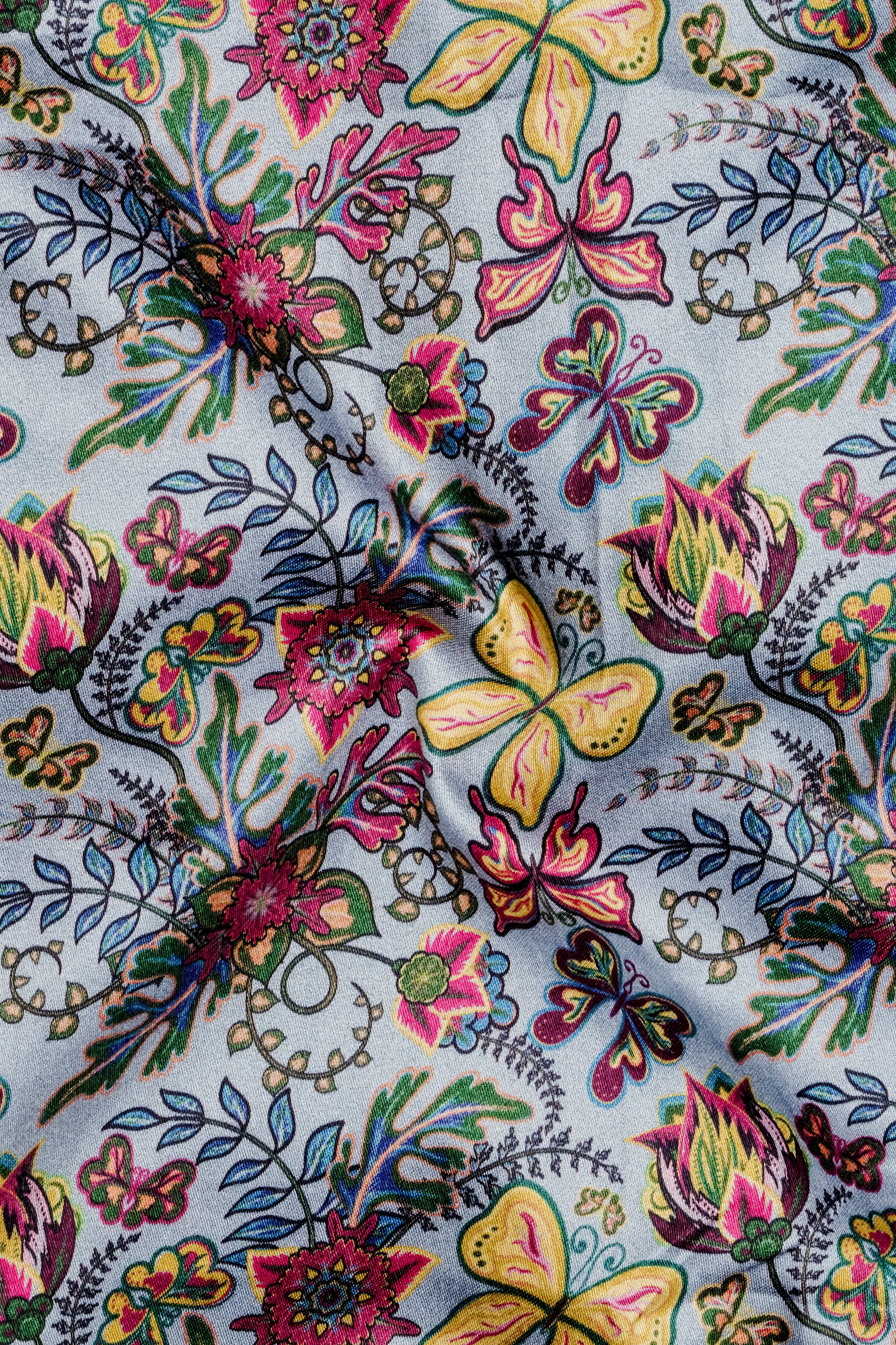 Casper Gray with Tussock Yellow Floral Printed Super Soft Premium Cotton Shirt