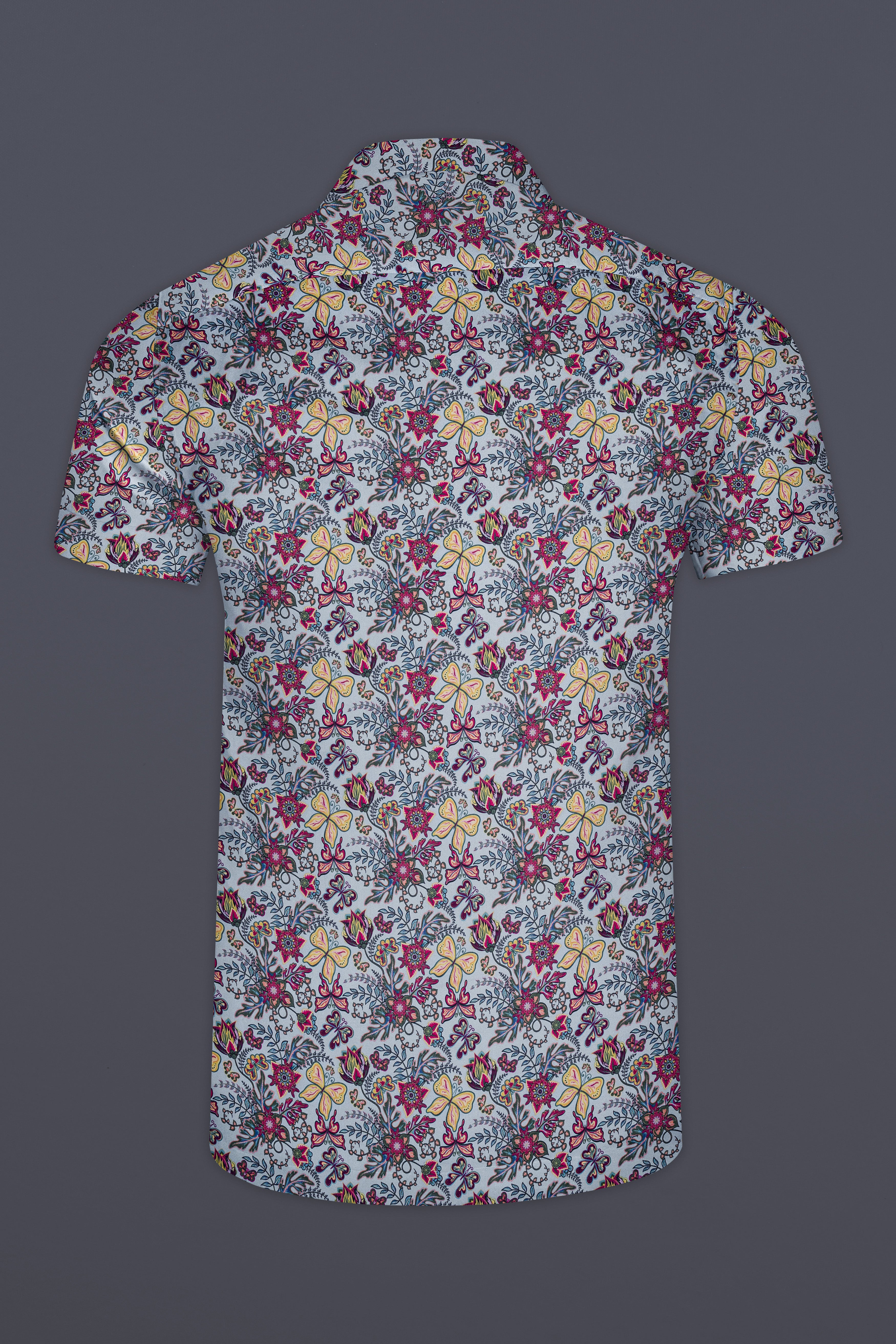 Casper Gray with Tussock Yellow Floral Printed Super Soft Premium Cotton Shirt
