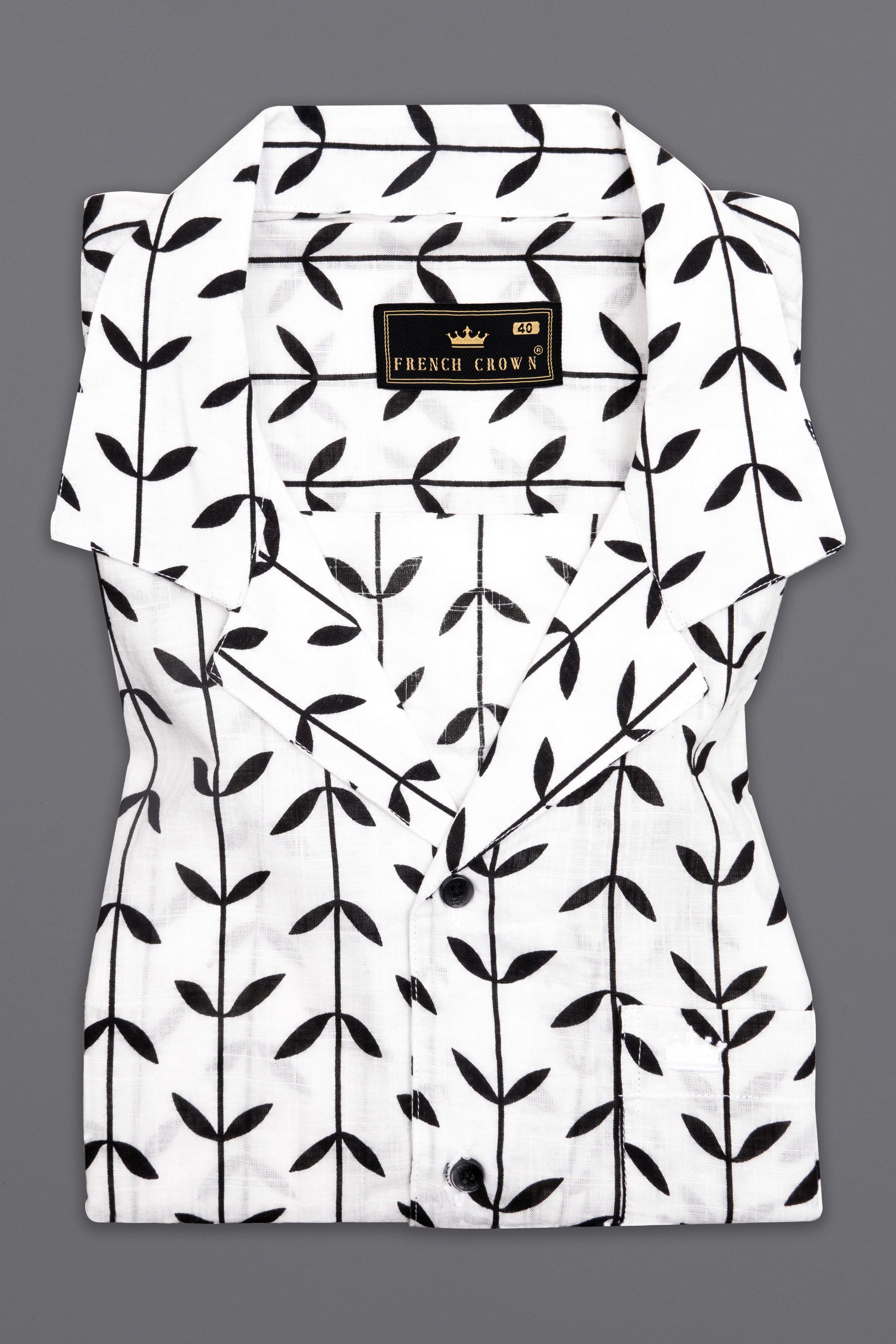 Bright White and Black Printed Lightweight Oversized Premium Cotton Shirt