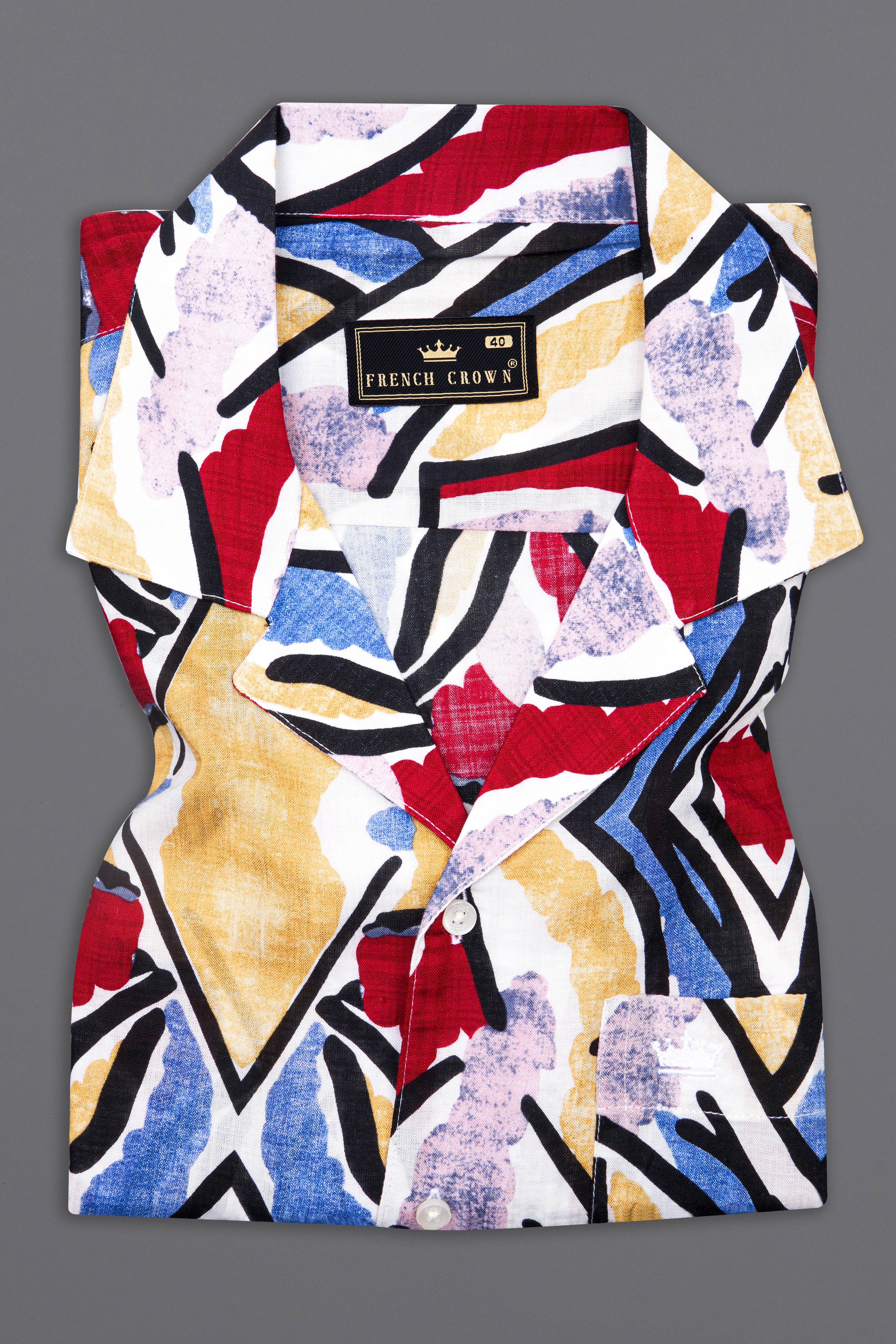 Neptune Blue and Pavlova Brown Multicolour Abstract Printed Lightweight Oversized Premium Cotton Shirt