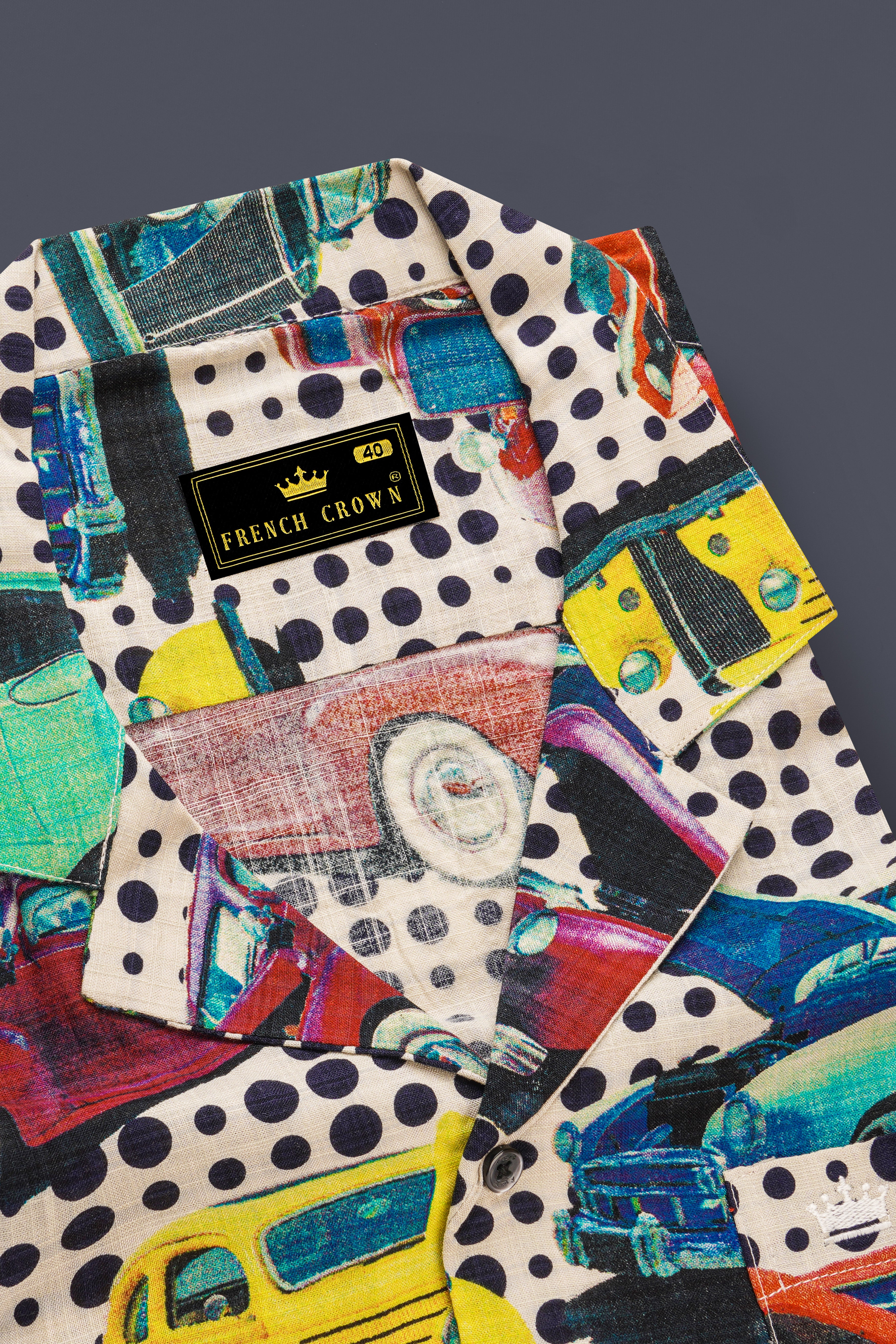 Merino Cream and Grapefruit Red Funky Printed Lightweight Oversized Premium Cotton Shirt