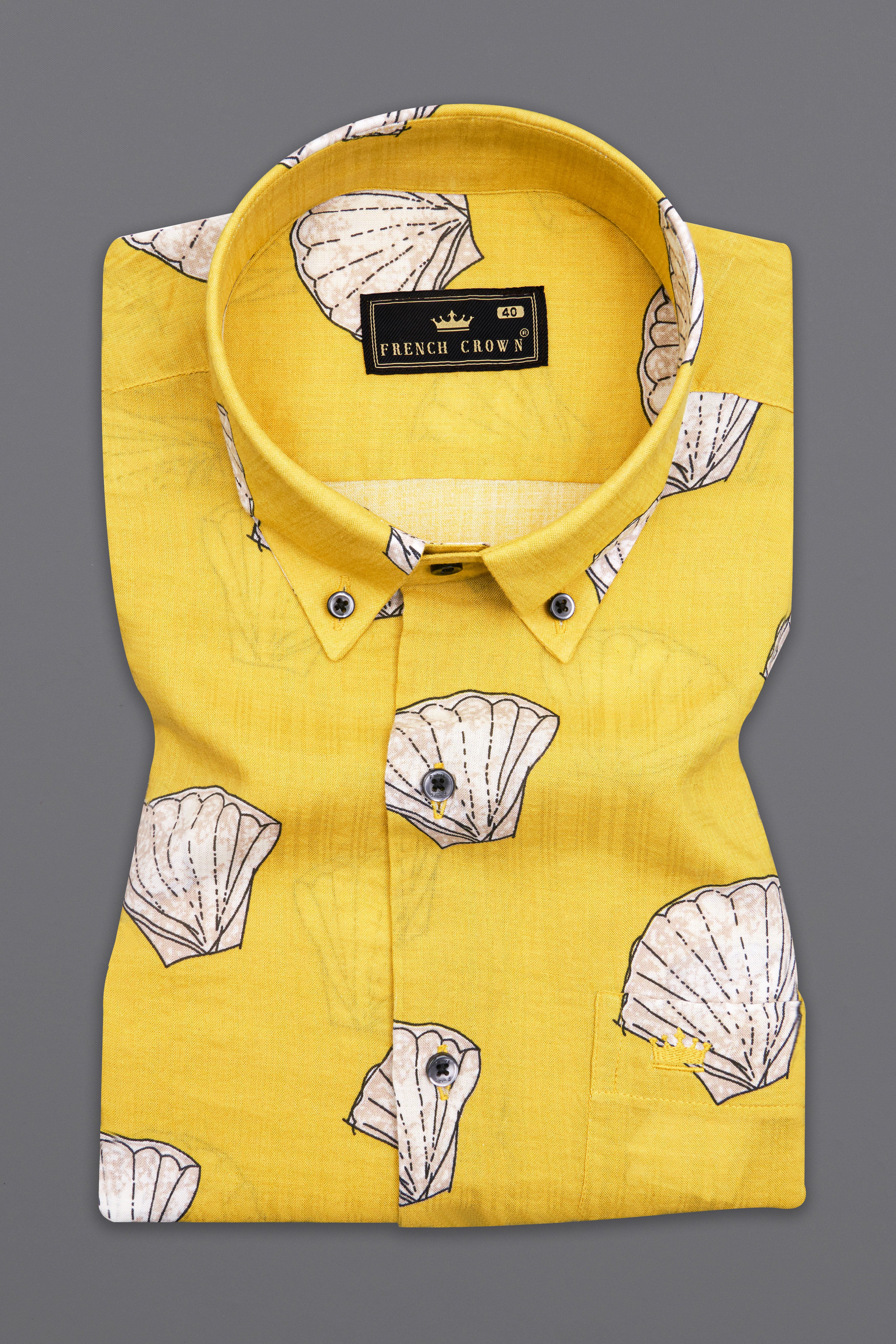 Turmeric Brown Funky Printed Lightweight Oversized Premium Cotton Shirt