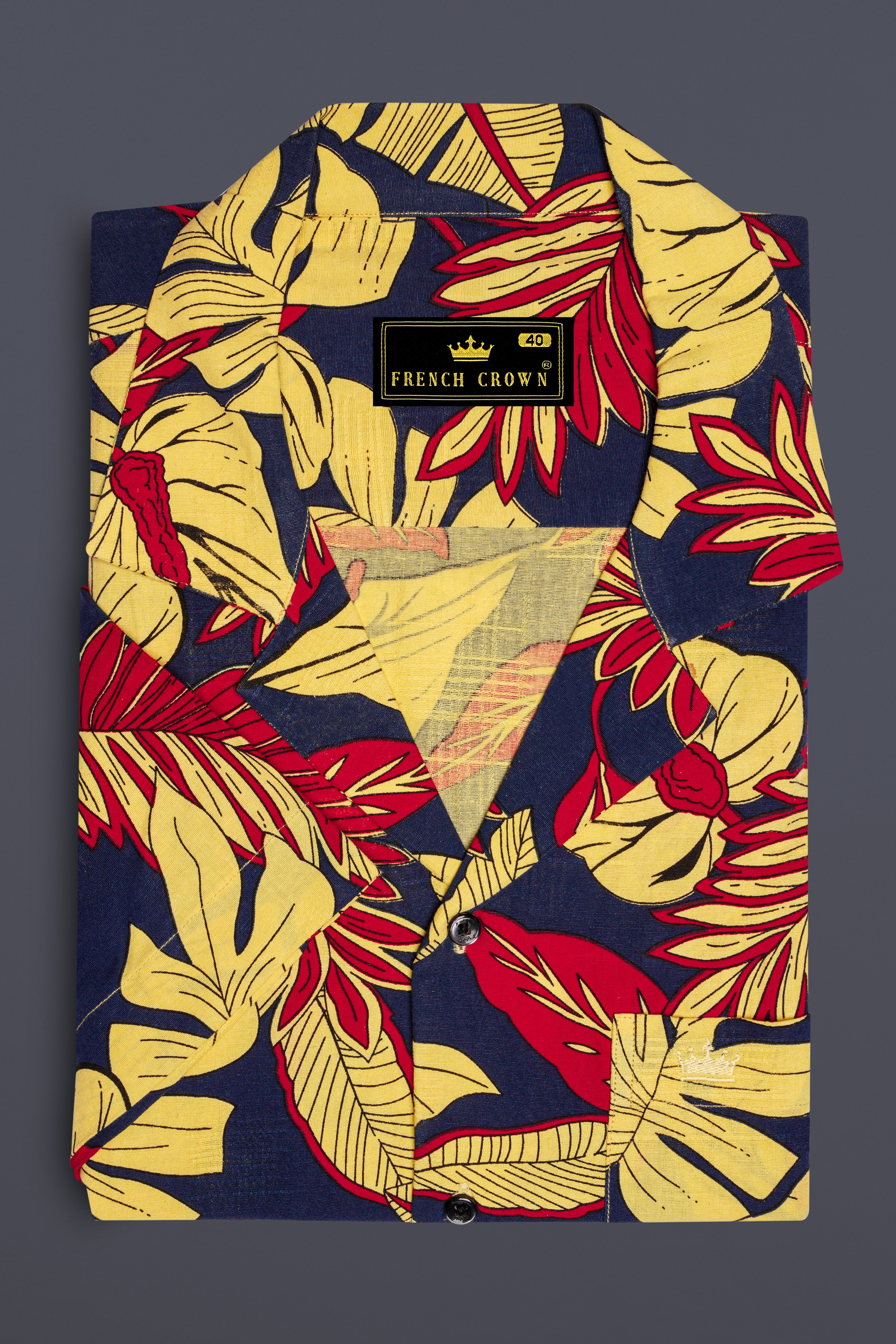 Primrose yellow and Martinique Blue Funky Printed Lightweight Oversized Premium Cotton Shirt