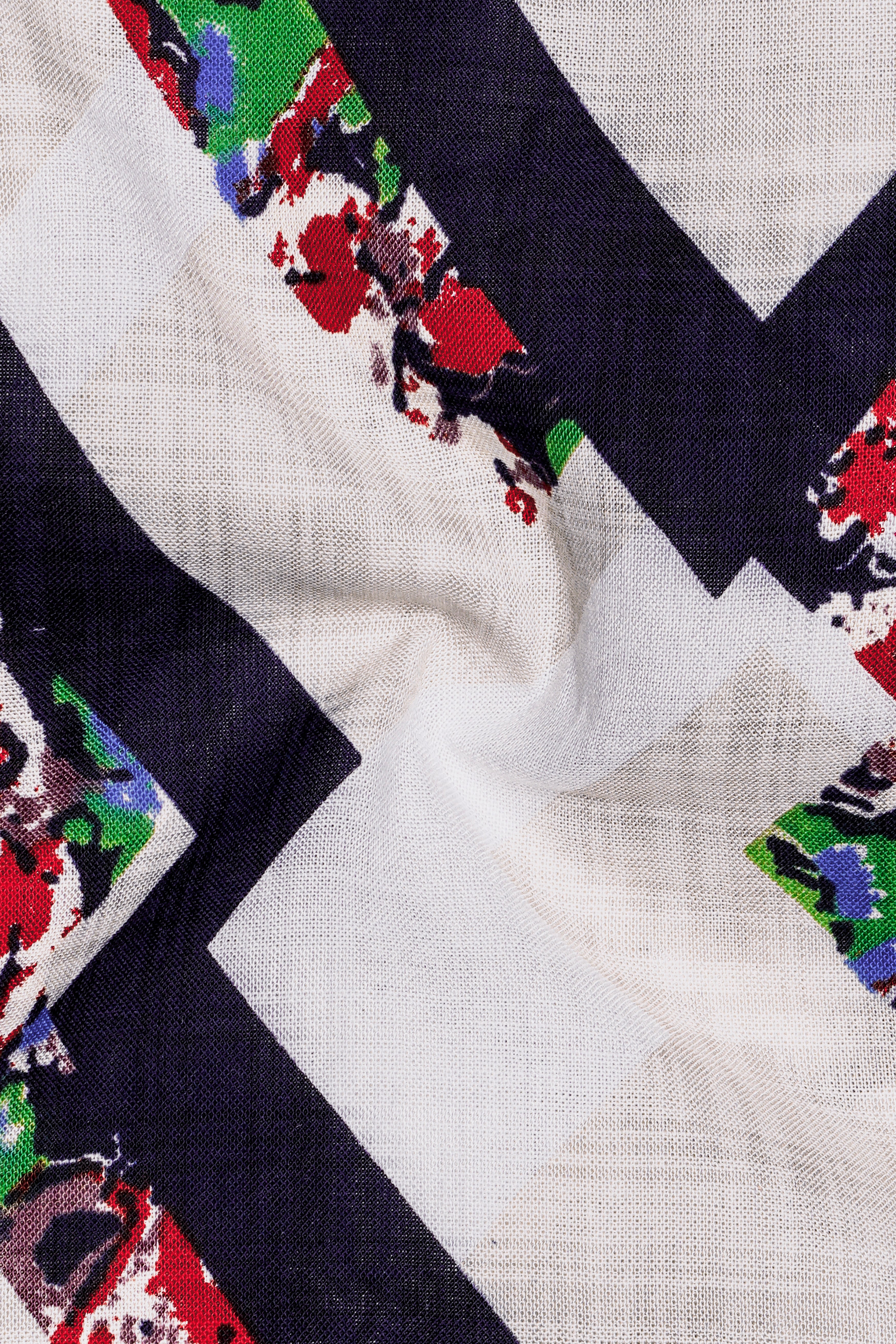 Westar Cream with Bastille Blue Funky Printed Lightweight Premium Cotton Oversized Shirt