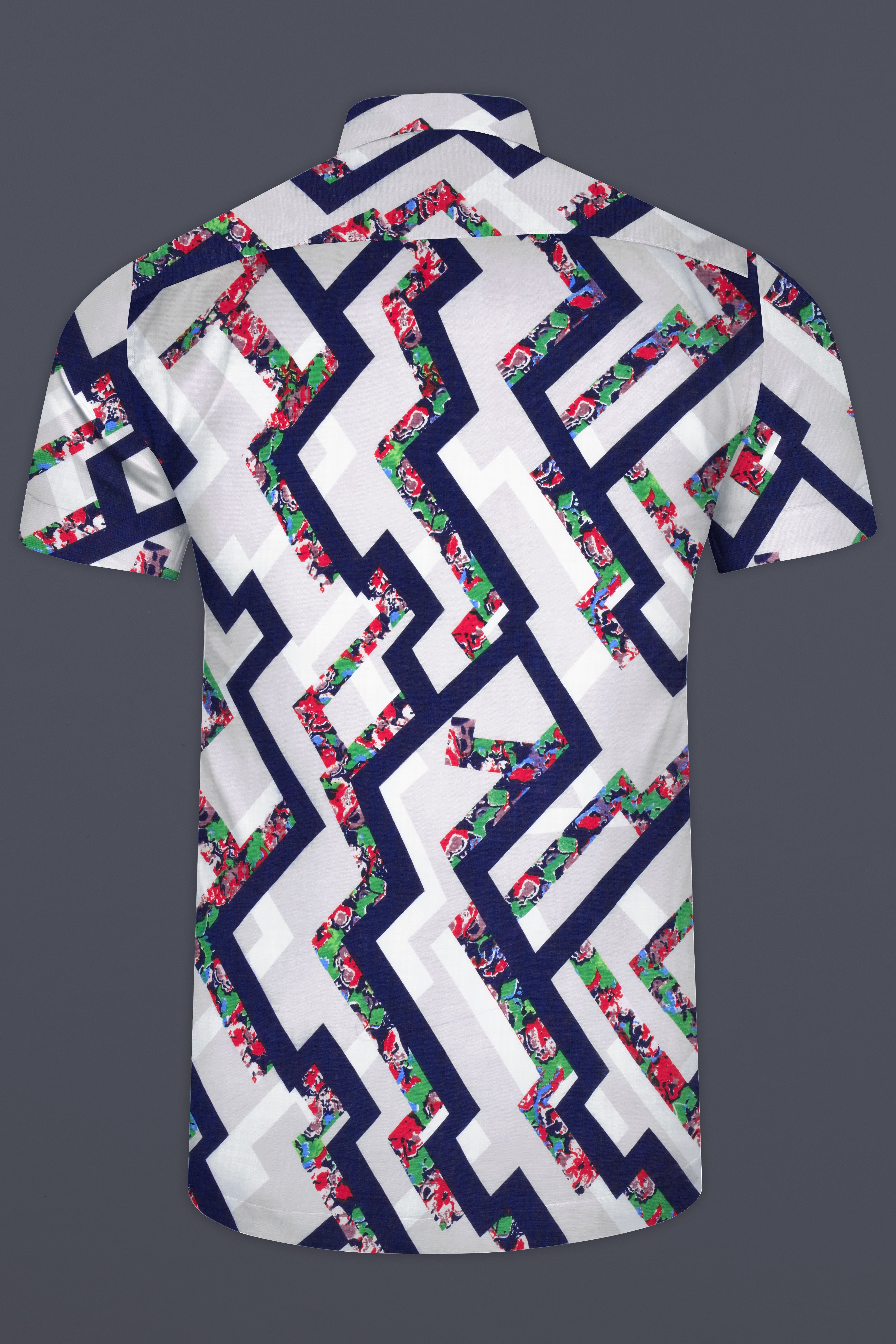 Westar Cream with Bastille Blue Funky Printed Lightweight Premium Cotton Oversized Shirt