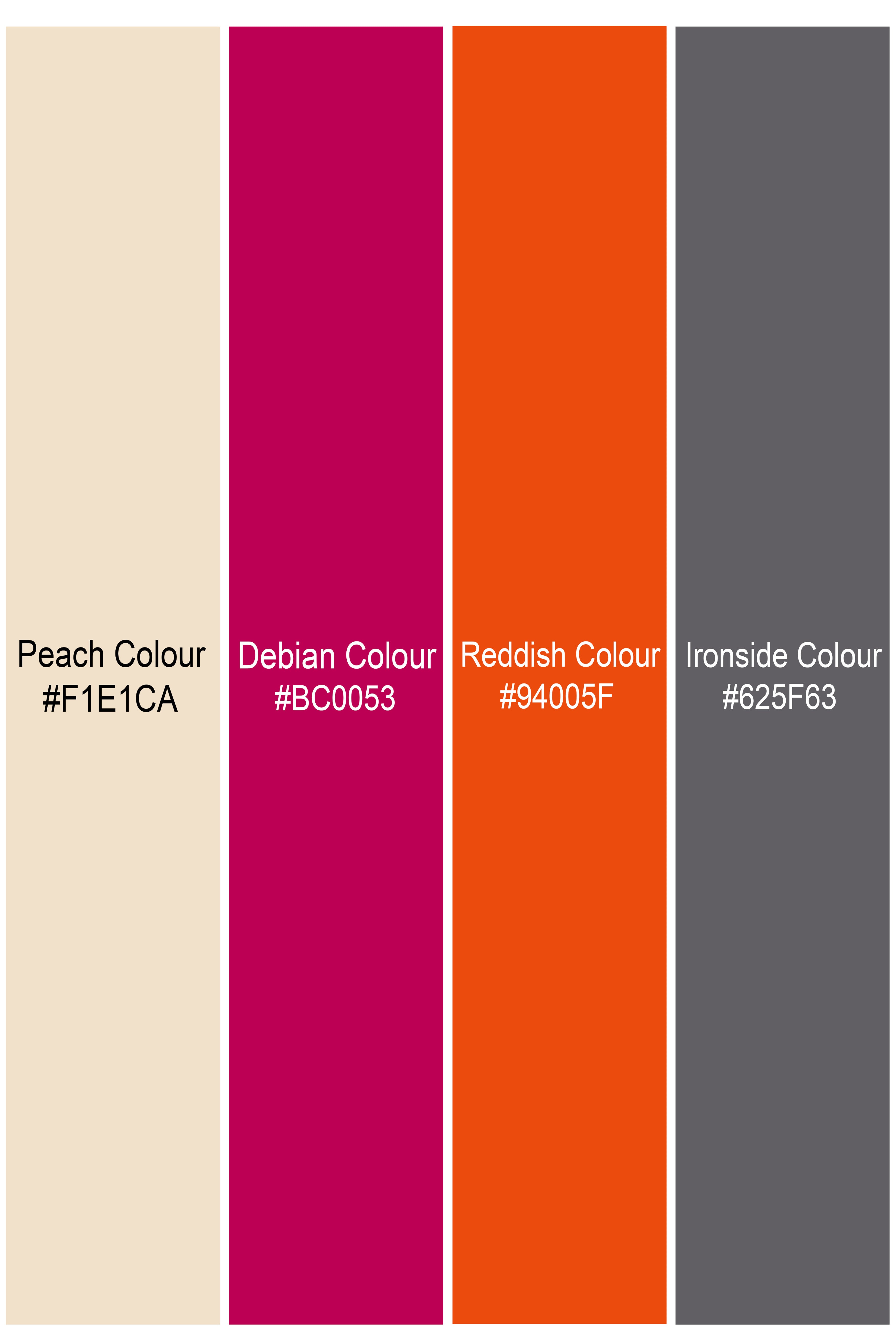 Peach with Debian Pink Multicolour Striped Lightweight Premium Cotton Oversized Shirt