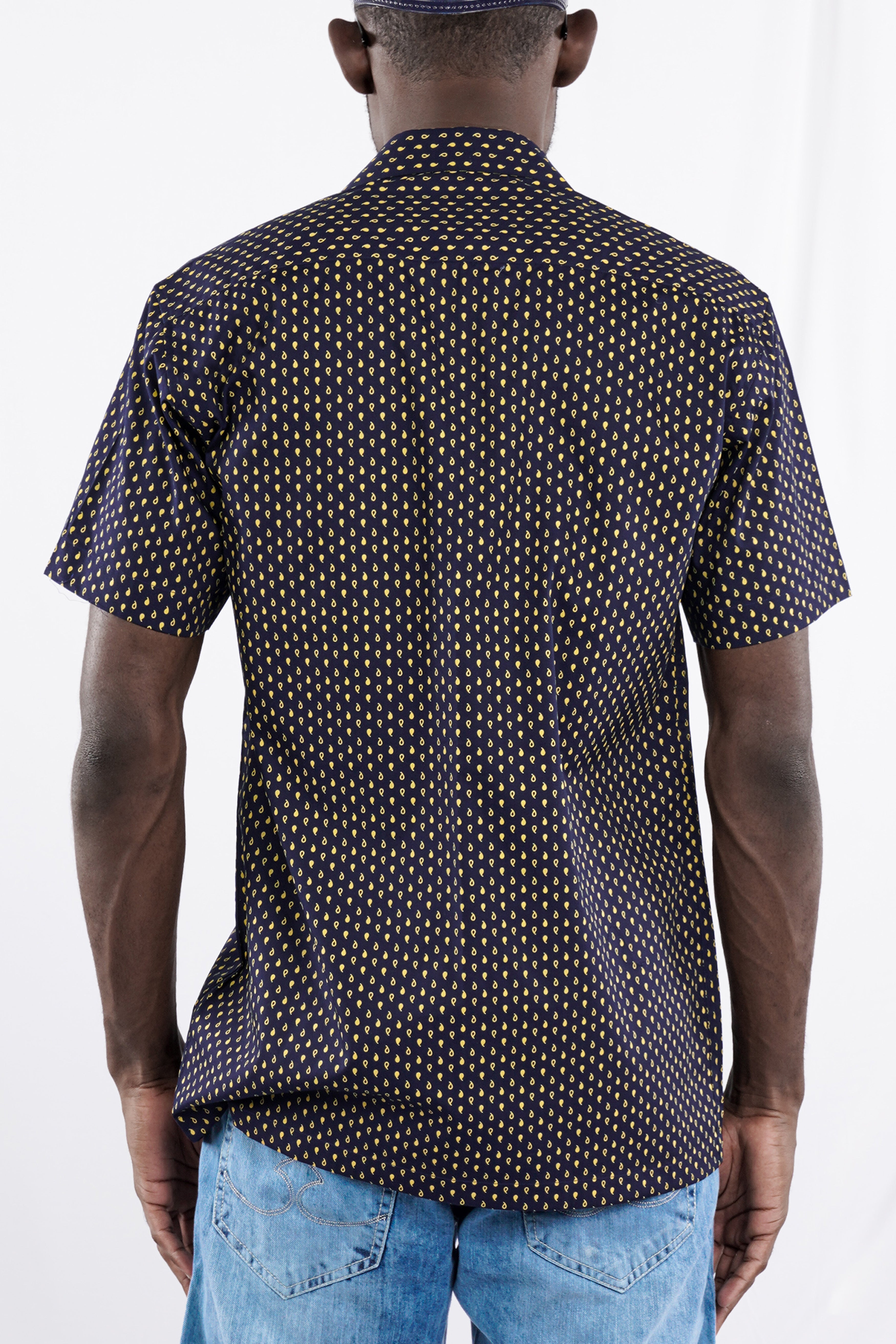 Ebony Clay Navy Blue Printed Lightweight Premium Cotton Shirt