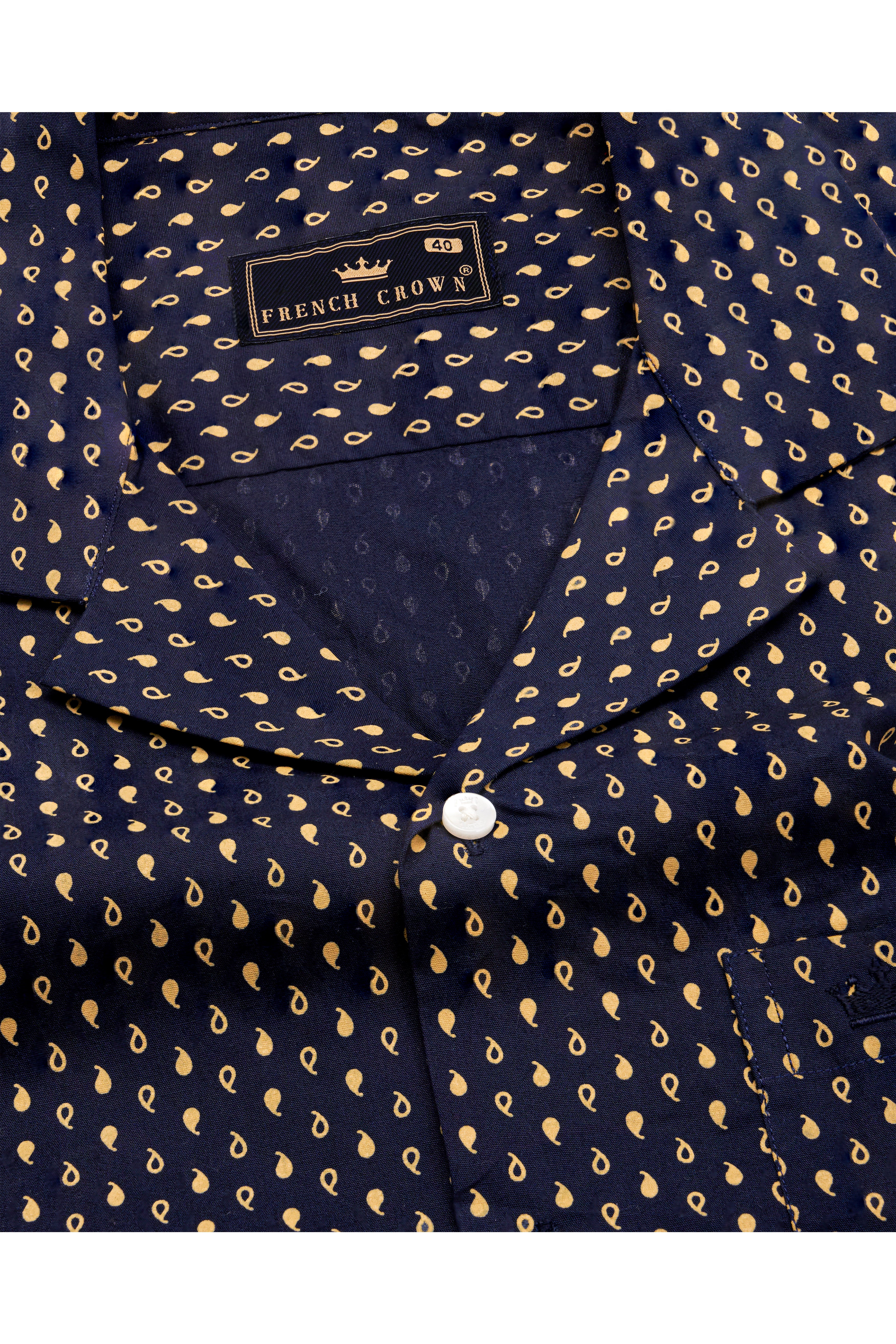 Ebony Clay Navy Blue Printed Lightweight Premium Cotton Shirt