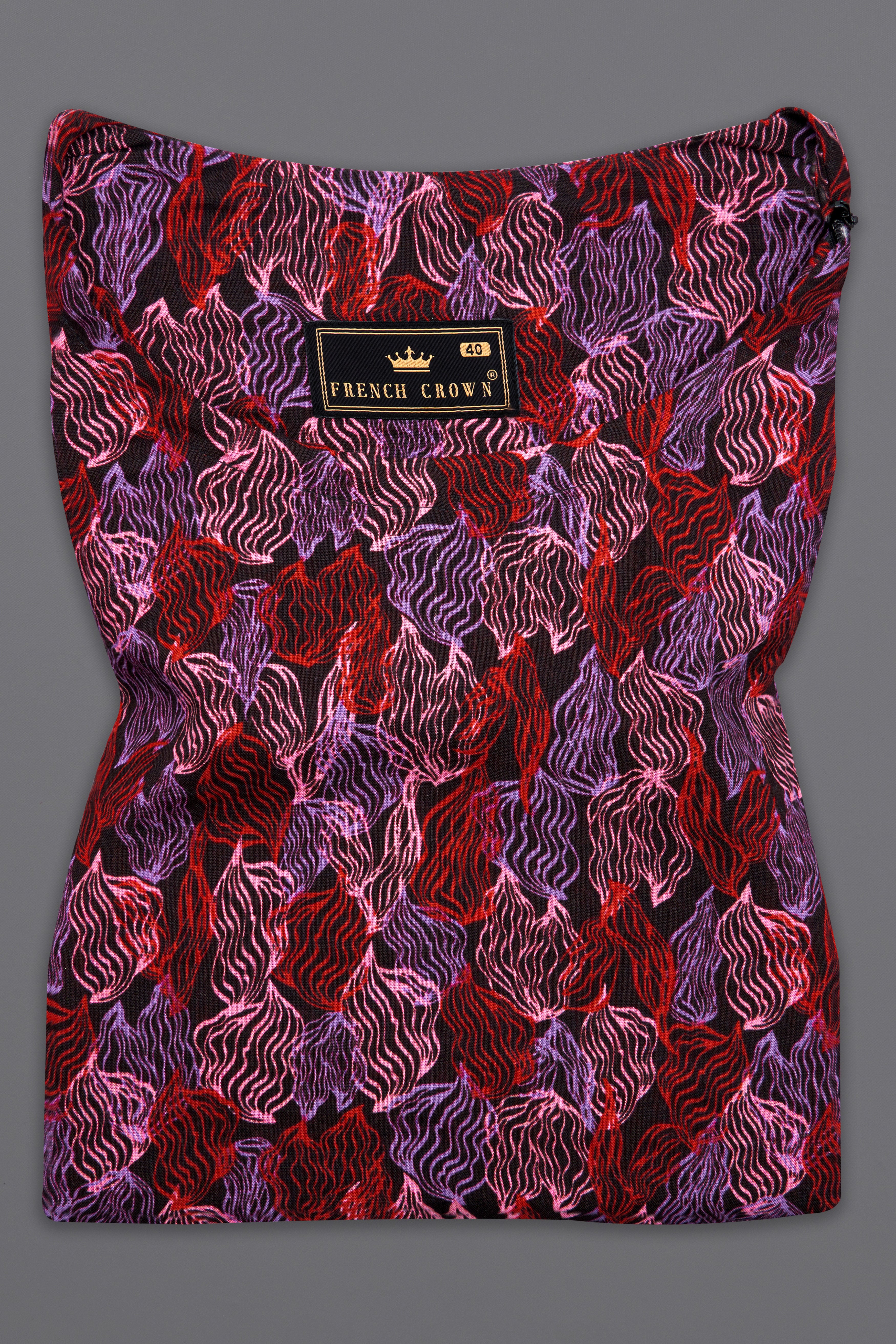 Sinopia Red and Black Printed Lightweight Premium Cotton Oversized Designer Shirt