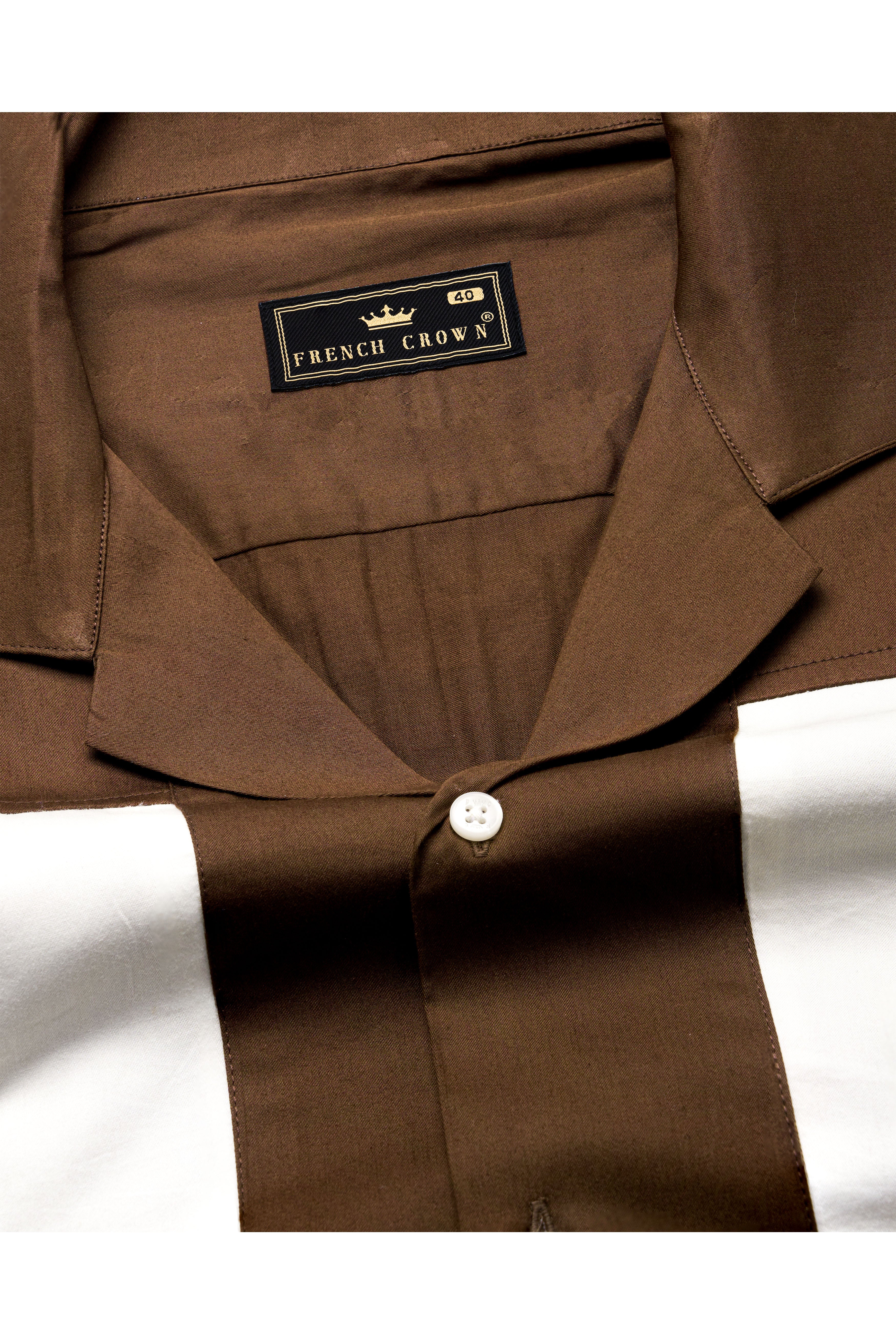 Pickled Bean Brown with Off White Patchwork Super Soft Premium Cotton Designer Shirt