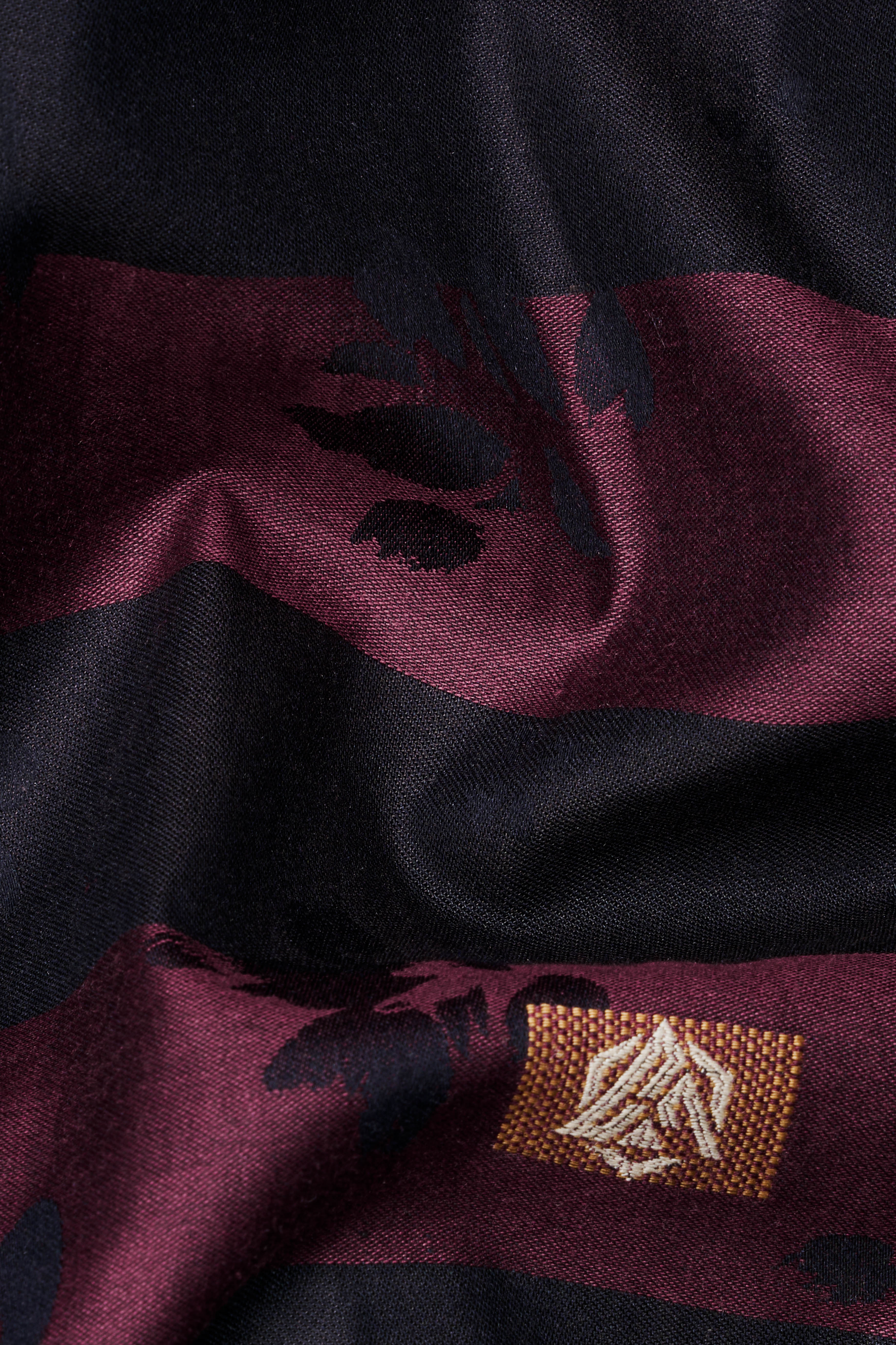 Buccaneer Wine and Shark Black Jacquard Textured Premium Giza Cotton Shirt