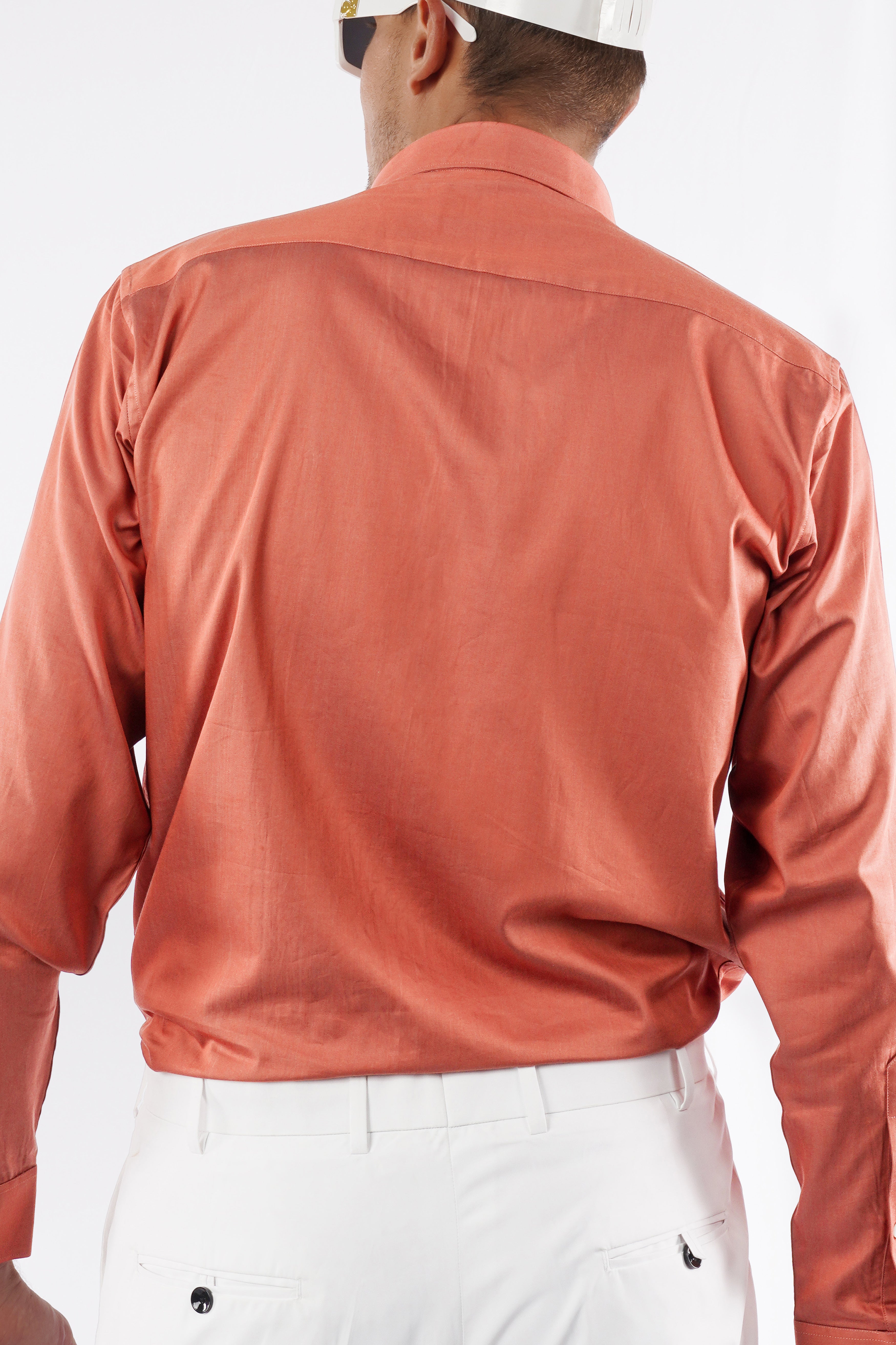 Terracotta Orange Two Tone Chambray Shirt