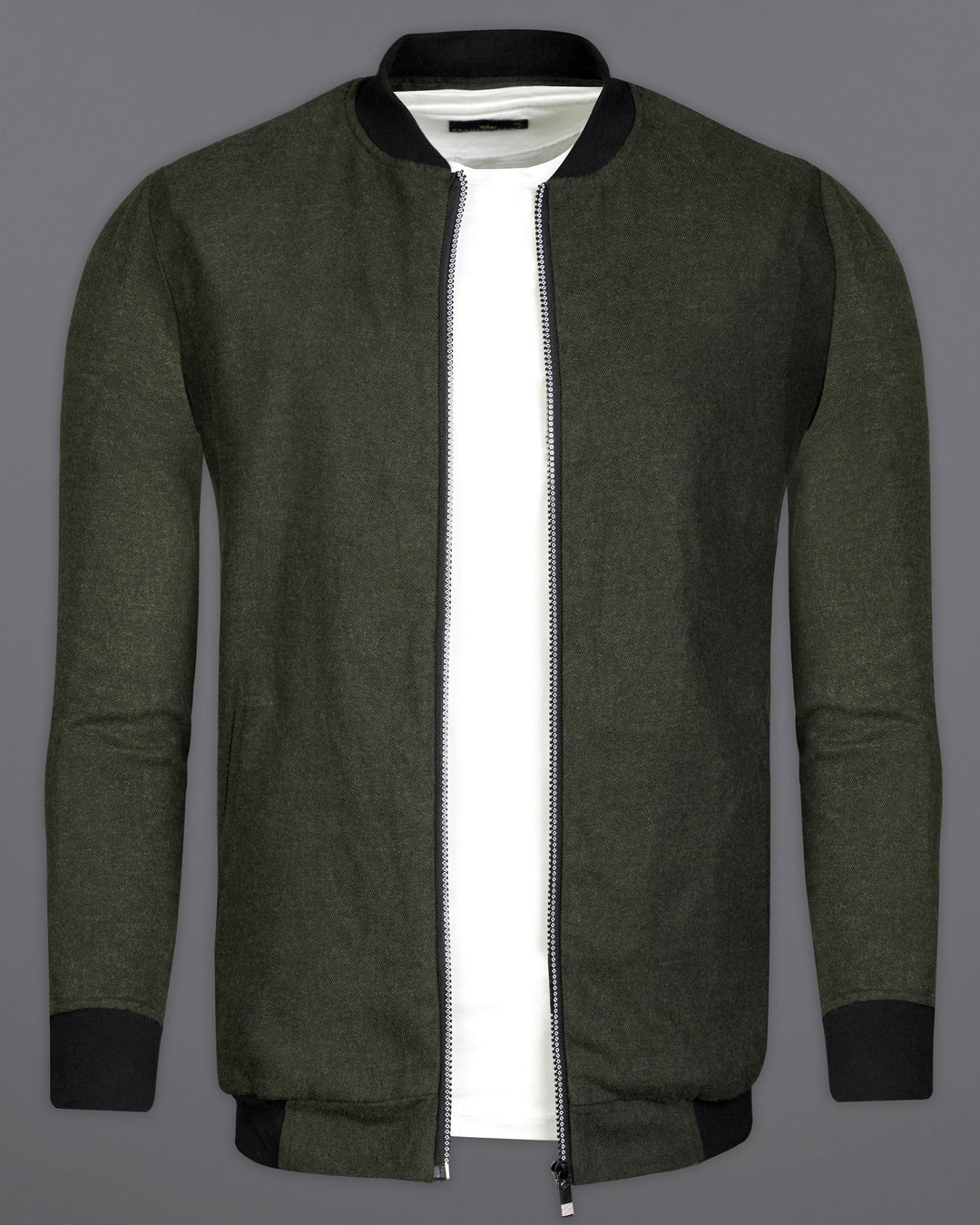Birch Green Flannel Bomber Jacket