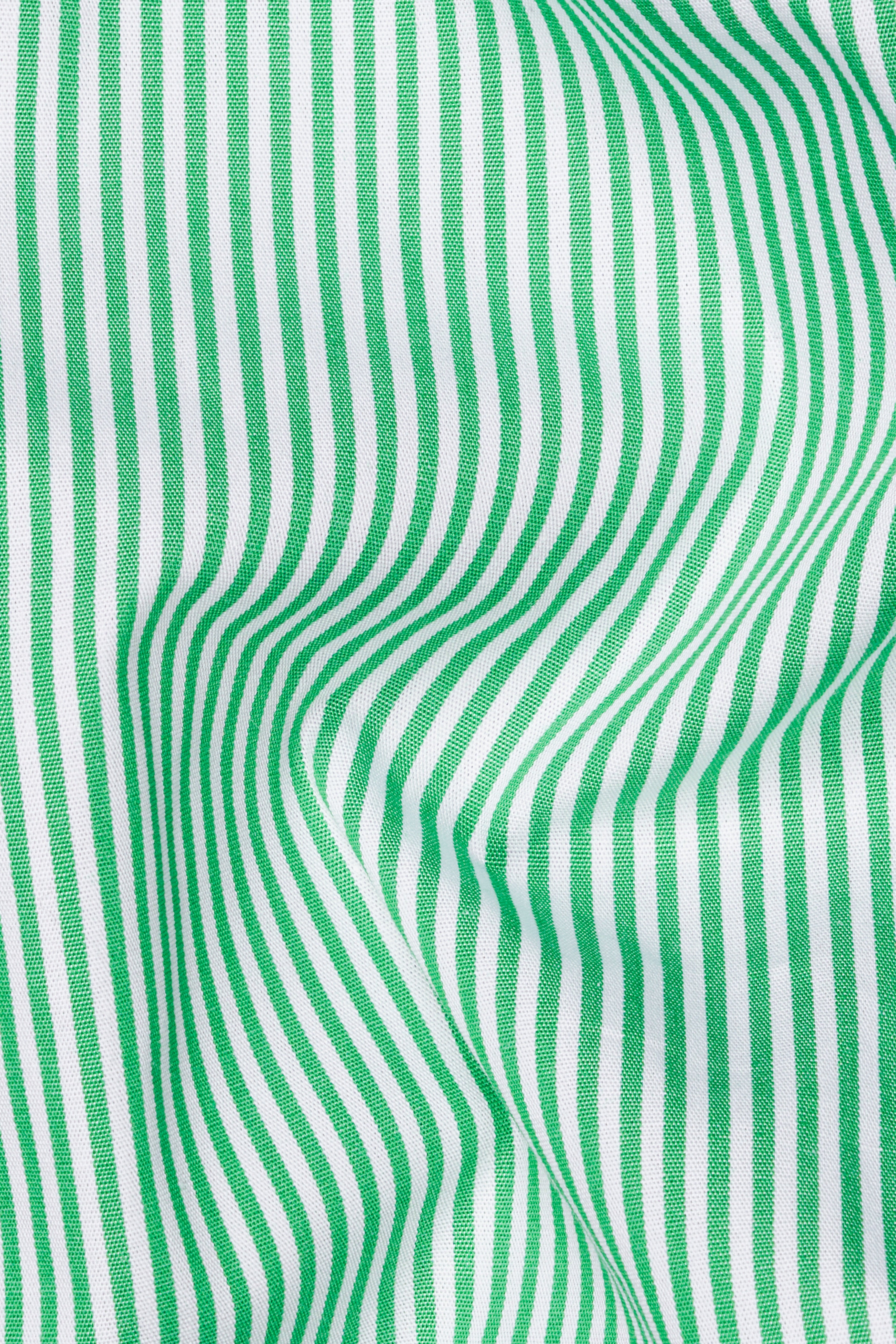 Downy Green Pinstriped Premium Cotton Button Down Shirt