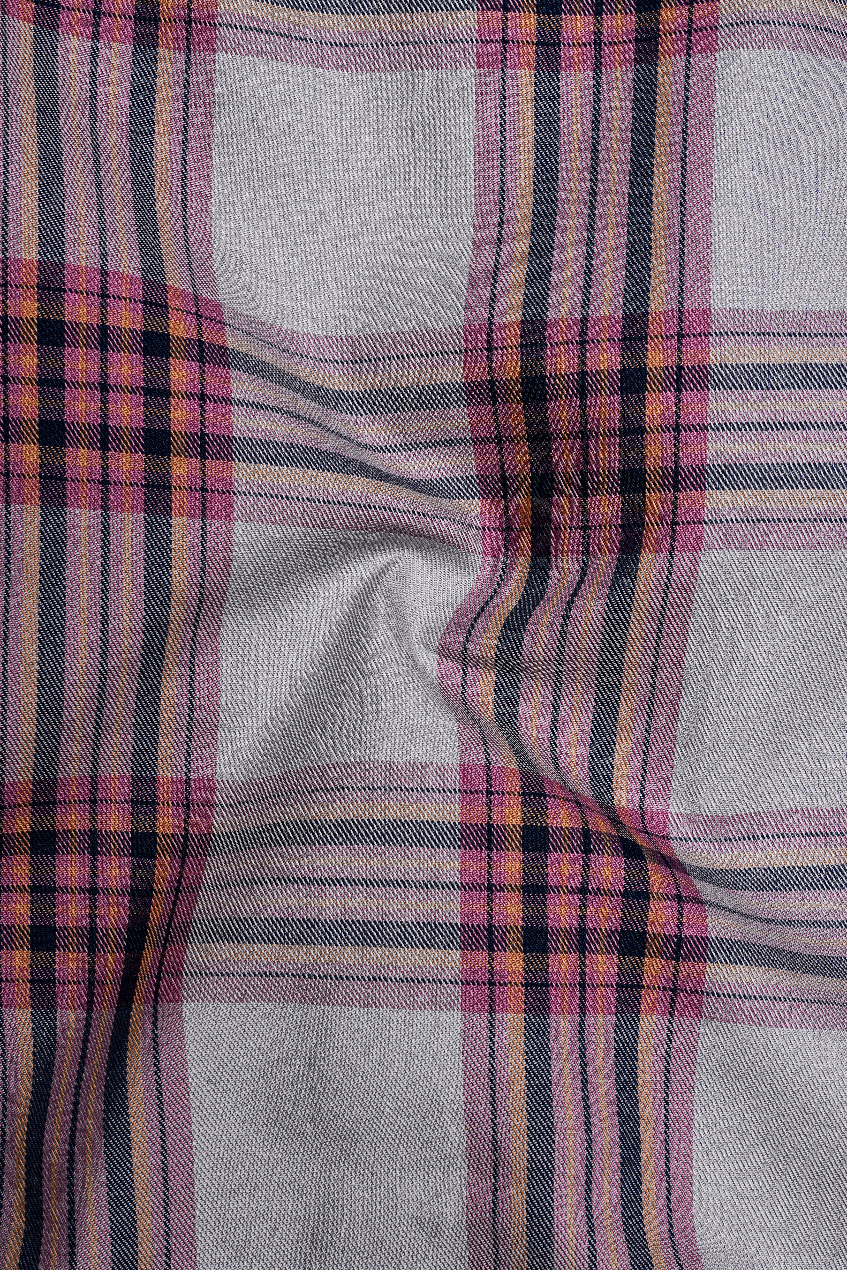 Lauguid Gray with Fuchsia Pink Twill Plaid Premium Cotton Shirt