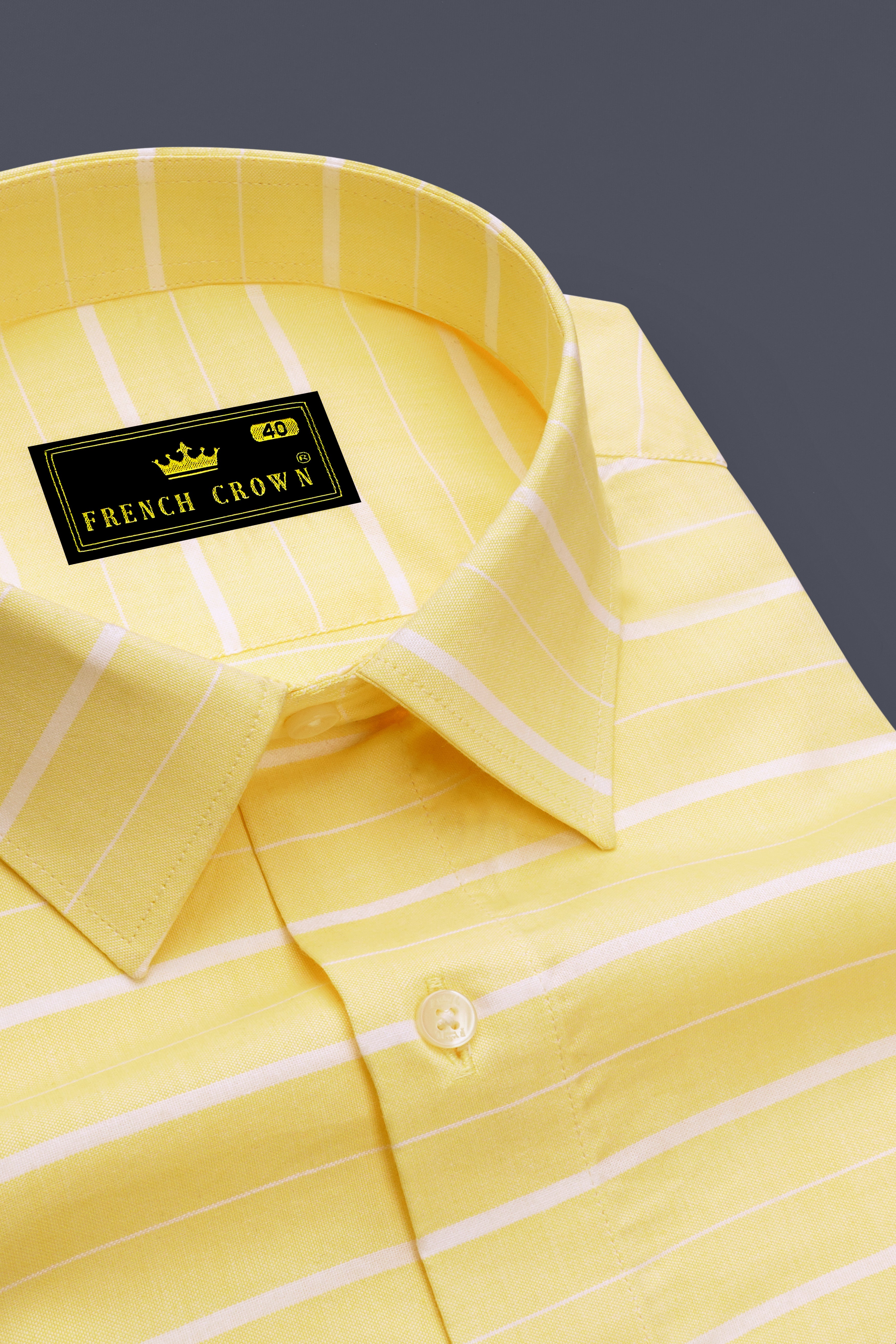 Astra Yellow and White Striped Royal Oxford Shirt