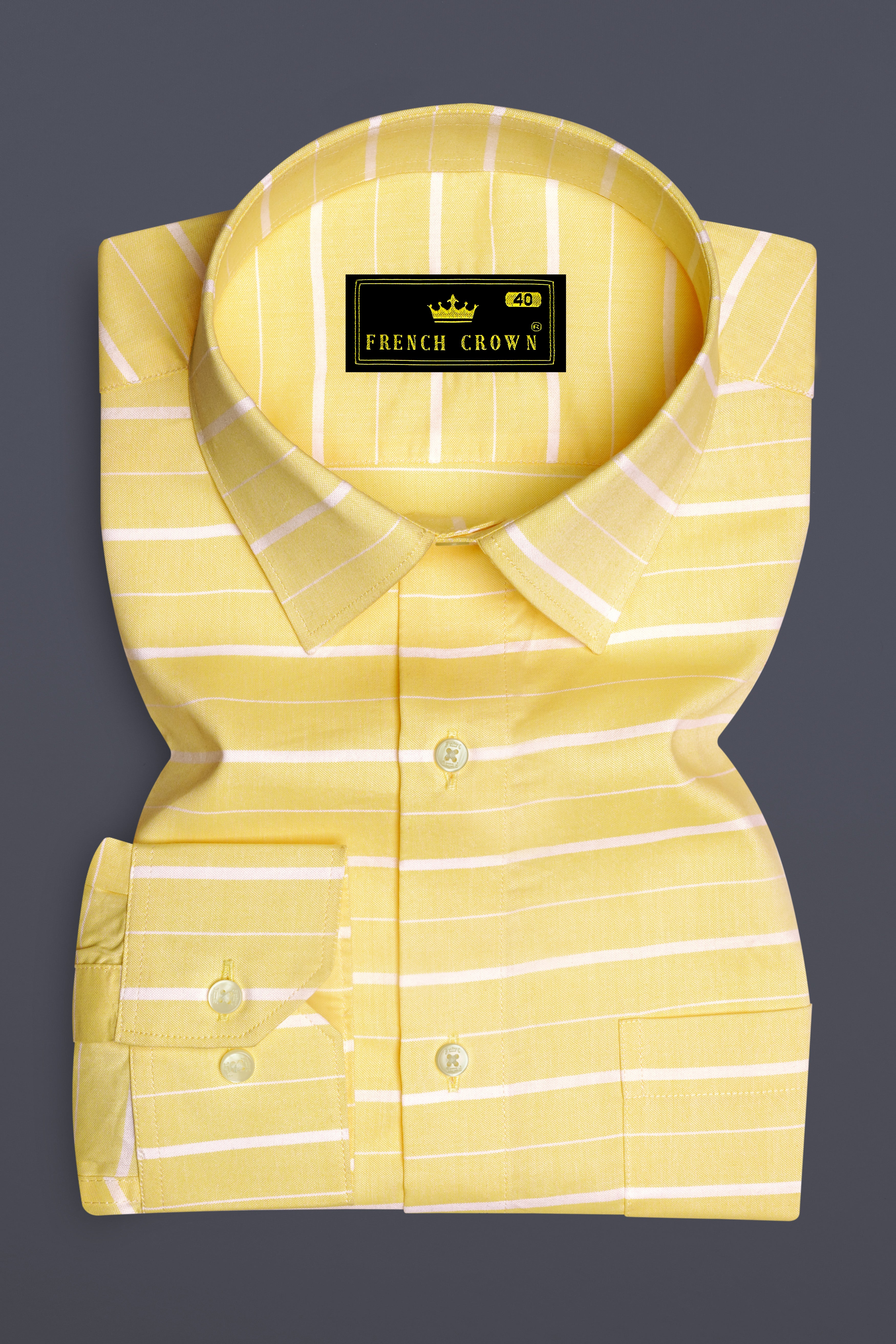 Astra Yellow and White Striped Royal Oxford Shirt