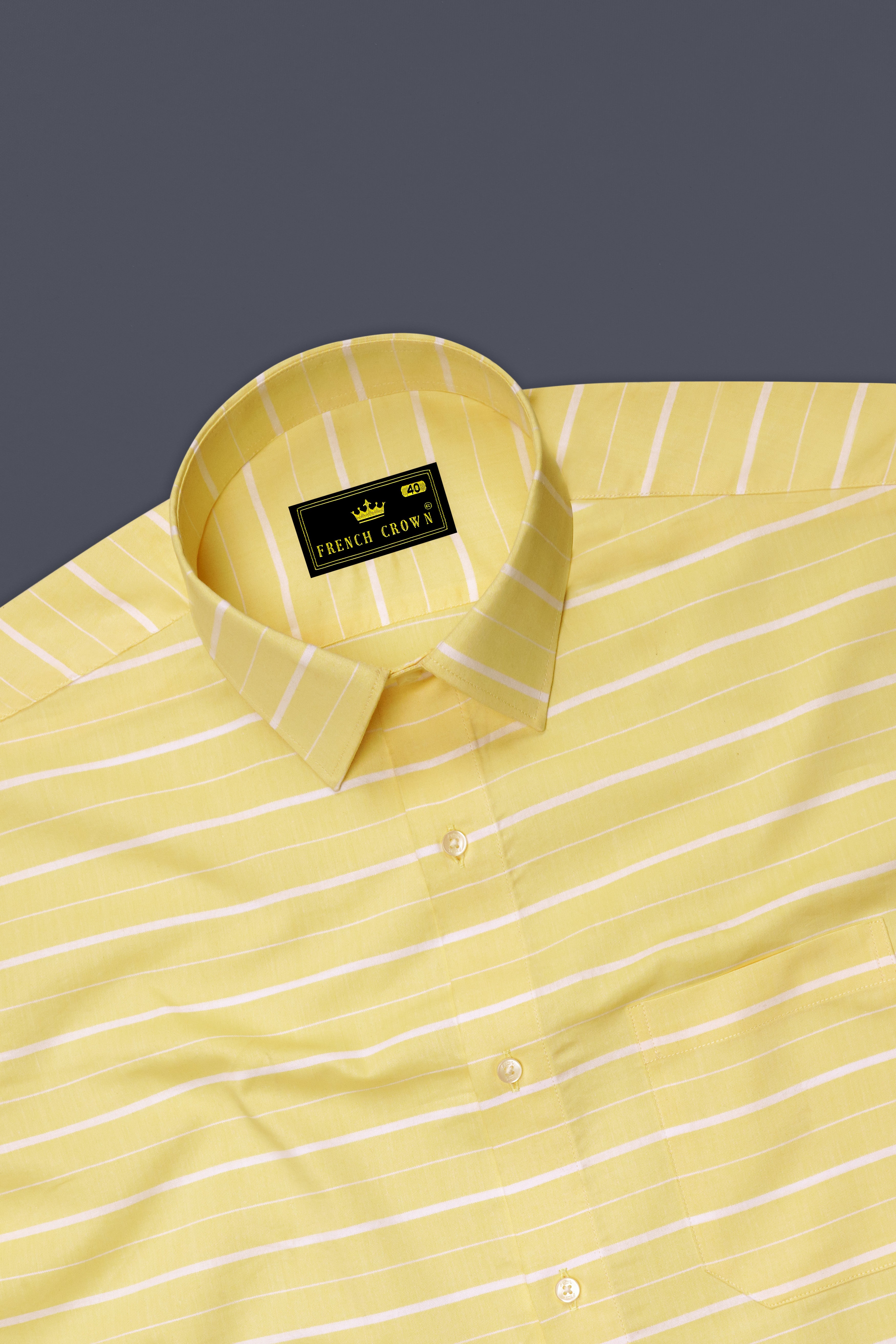 Astra Yellow and White Striped Royal Oxford Shirt