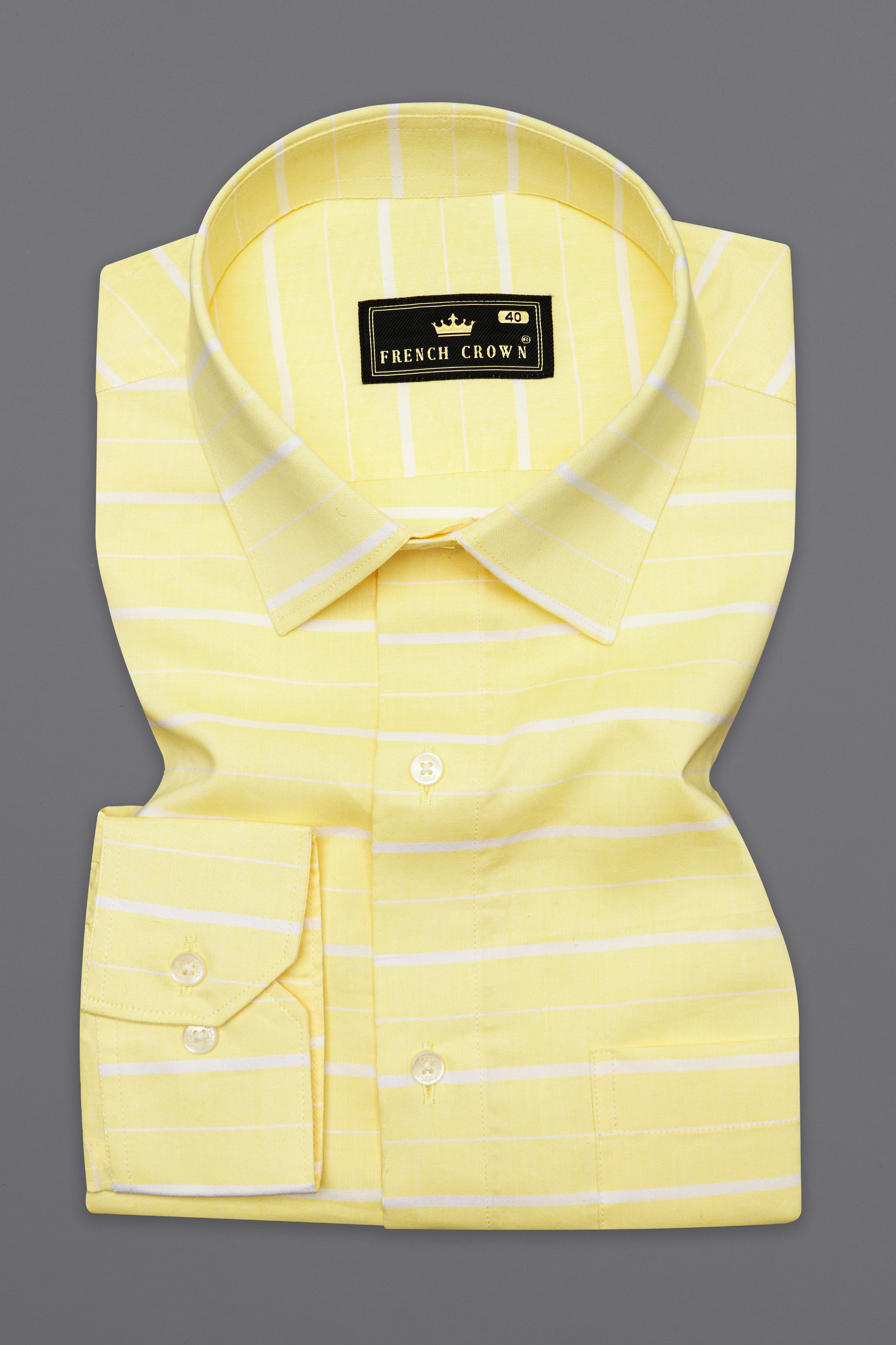 Astra Yellow and White Striped Royal Oxford Shirt 10130-38, 10130-H-38, 10130-39, 10130-H-39, 10130-40, 10130-H-40, 10130-42, 10130-H-42, 10130-44, 10130-H-44, 10130-46, 10130-H-46, 10130-48, 10130-H-48, 10130-50, 10130-H-50, 10130-52, 10130-H-52