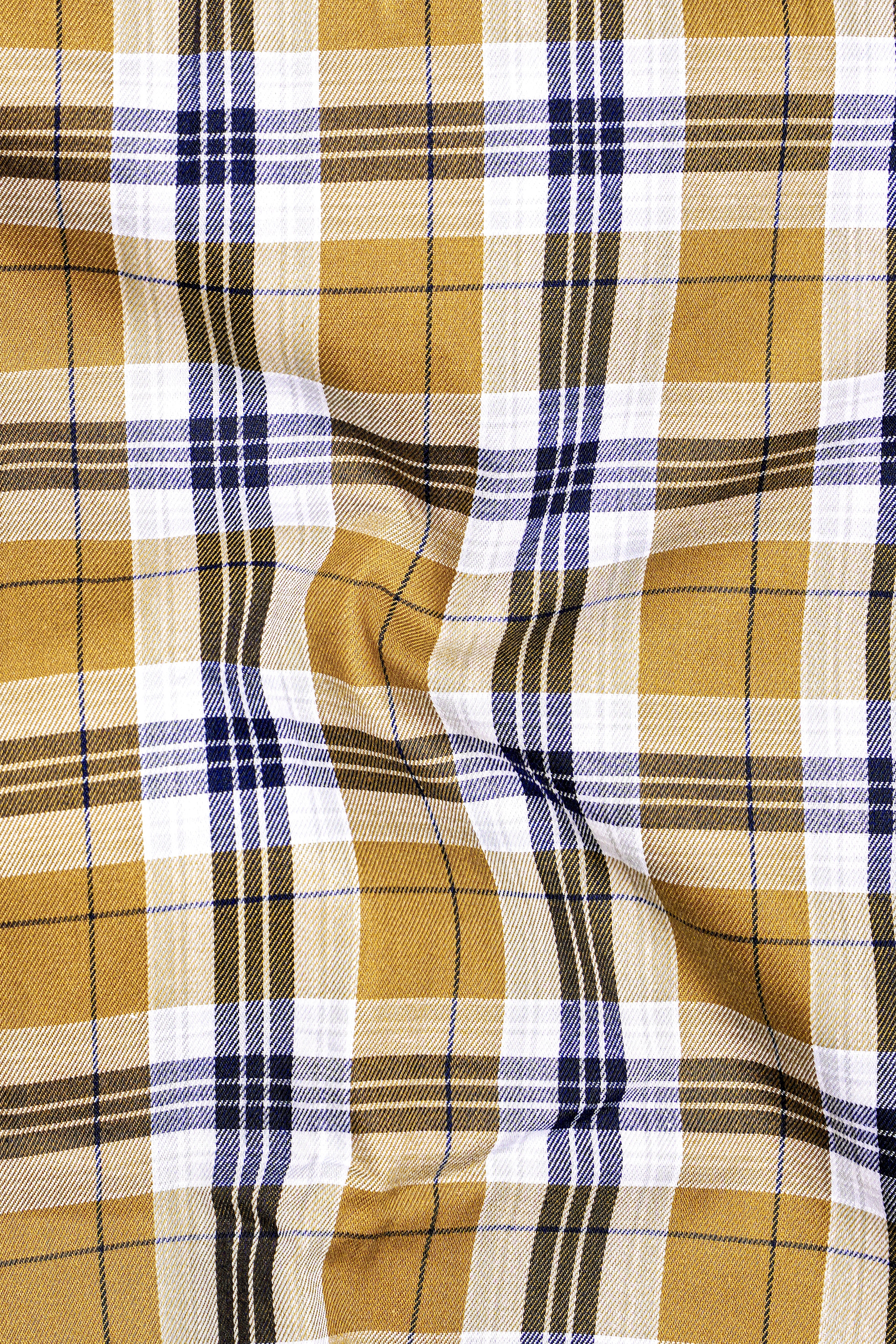 Driftwood Brown and Haiti Blue Twill Checkered Premium Cotton Shirt