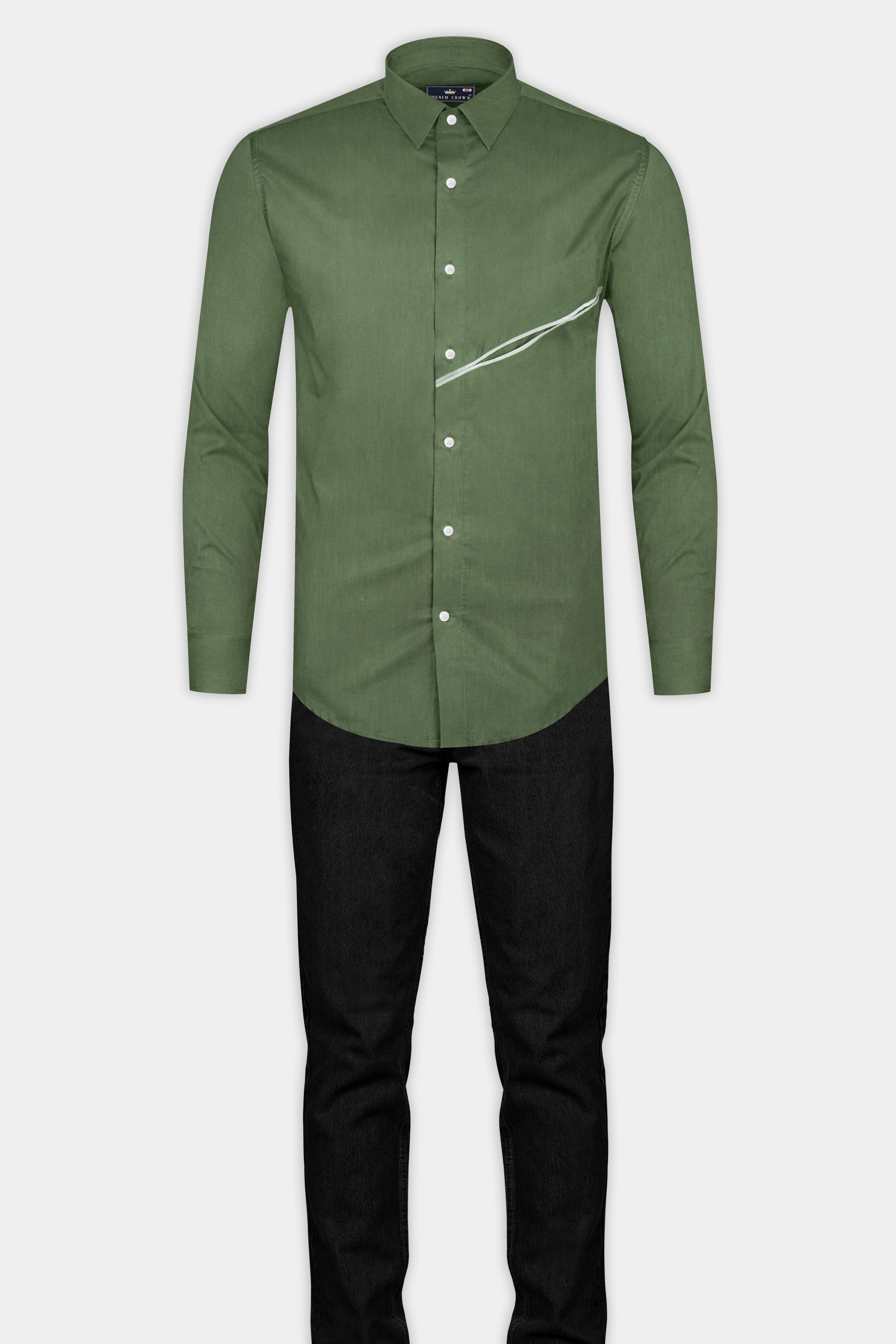 Camouflage Green Luxurious Linen Designer Shirt