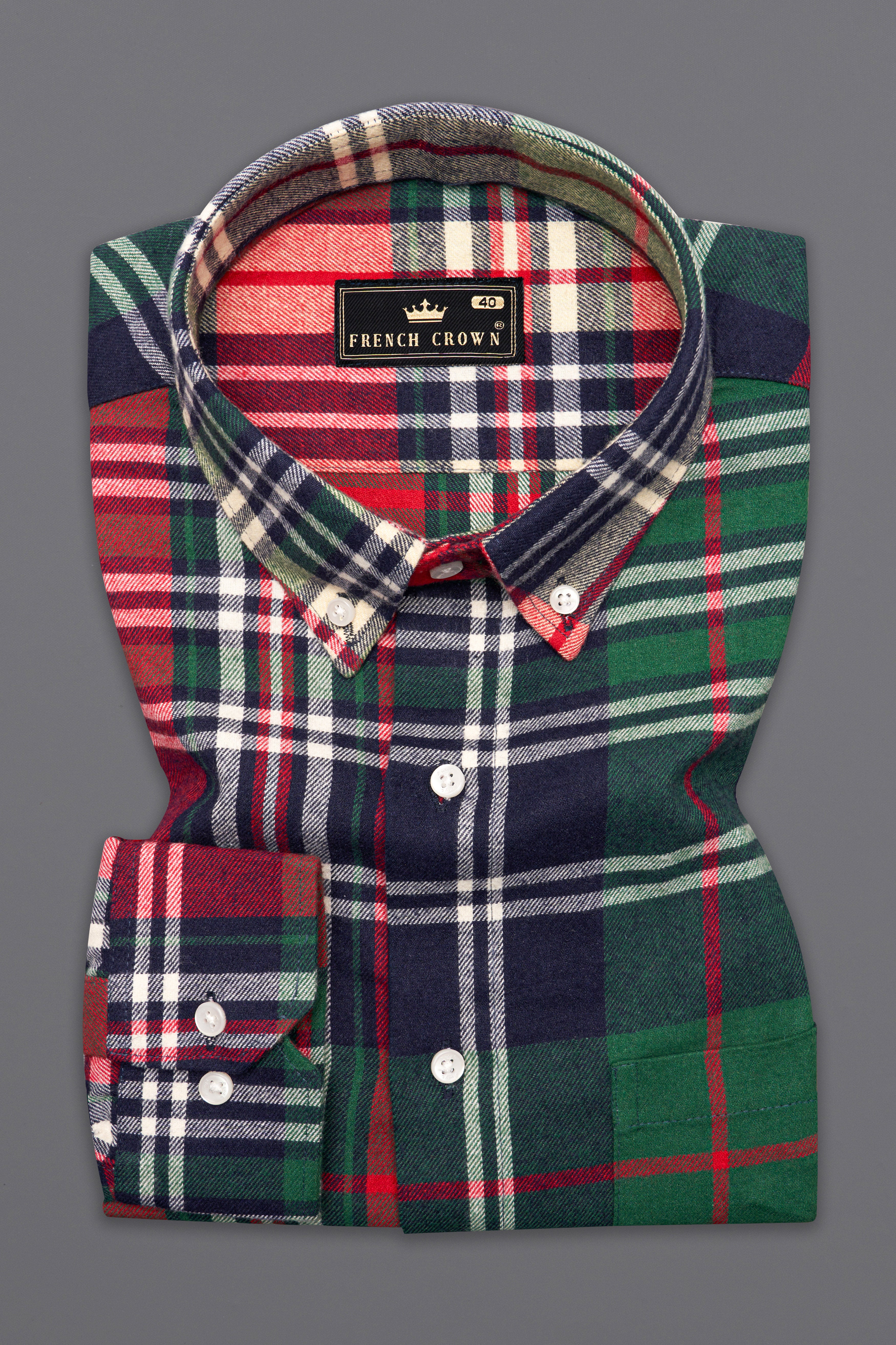 Carmine Red with Forest Green Plaid Button-Down Flannel Shirt 10149-BD-38, 10149-BD-H-38, 10149-BD-39, 10149-BD-H-39, 10149-BD-40, 10149-BD-H-40, 10149-BD-42, 10149-BD-H-42, 10149-BD-44, 10149-BD-H-44, 10149-BD-46, 10149-BD-H-46, 10149-BD-48, 10149-BD-H-48, 10149-BD-50, 10149-BD-H-50, 10149-BD-52, 10149-BD-H-52
