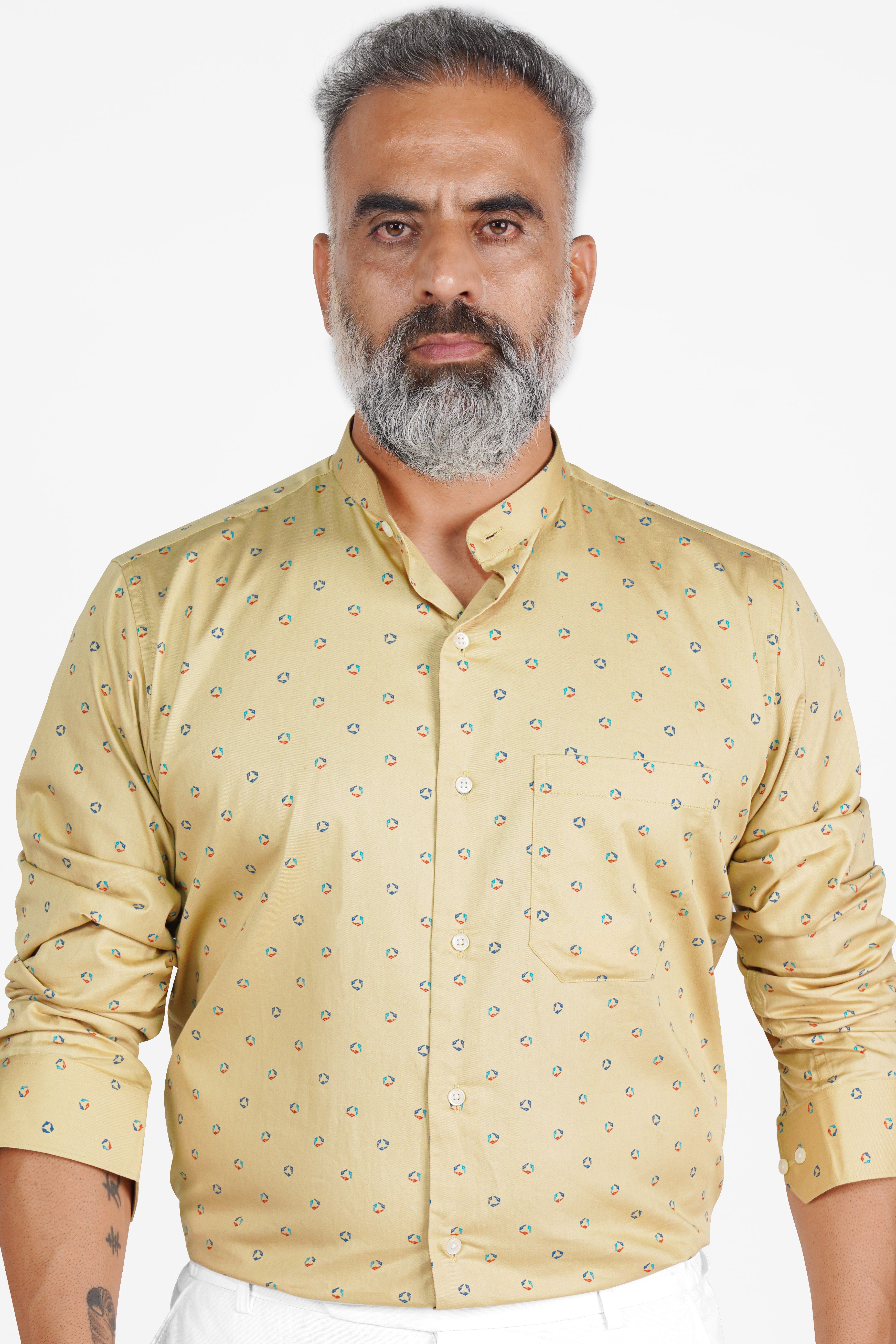 Pavlova Brown Printed Twill Premium Cotton Shirt