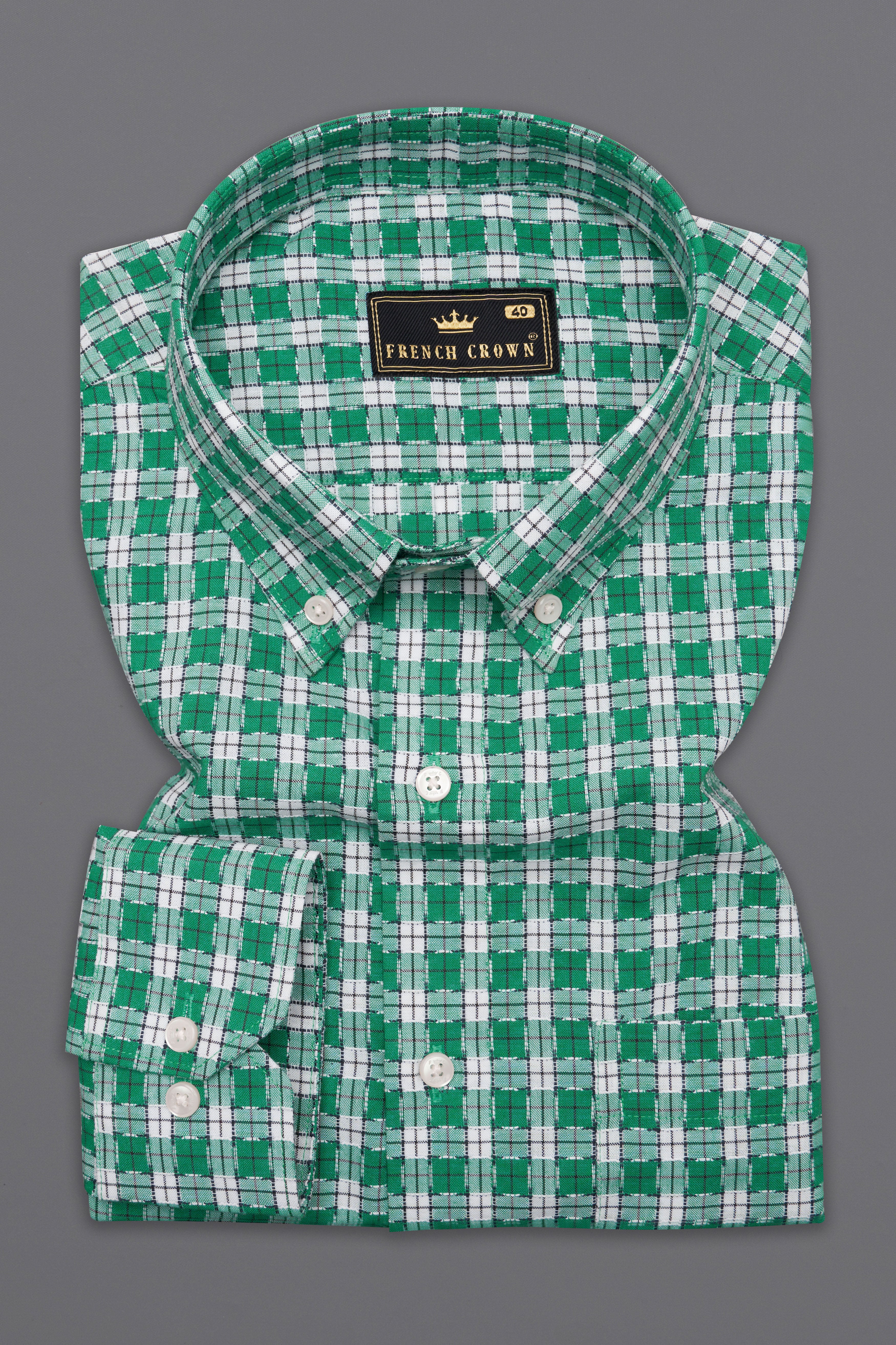 Gossamer Green and White Checkered Dobby Textured Premium Giza Cotton Shirt 10161-BD-38, 10161-BD-H-38, 10161-BD-39, 10161-BD-H-39, 10161-BD-40, 10161-BD-H-40, 10161-BD-42, 10161-BD-H-42, 10161-BD-44, 10161-BD-H-44, 10161-BD-46, 10161-BD-H-46, 10161-BD-48, 10161-BD-H-48, 10161-BD-50, 10161-BD-H-50, 10161-BD-52, 10161-BD-H-52