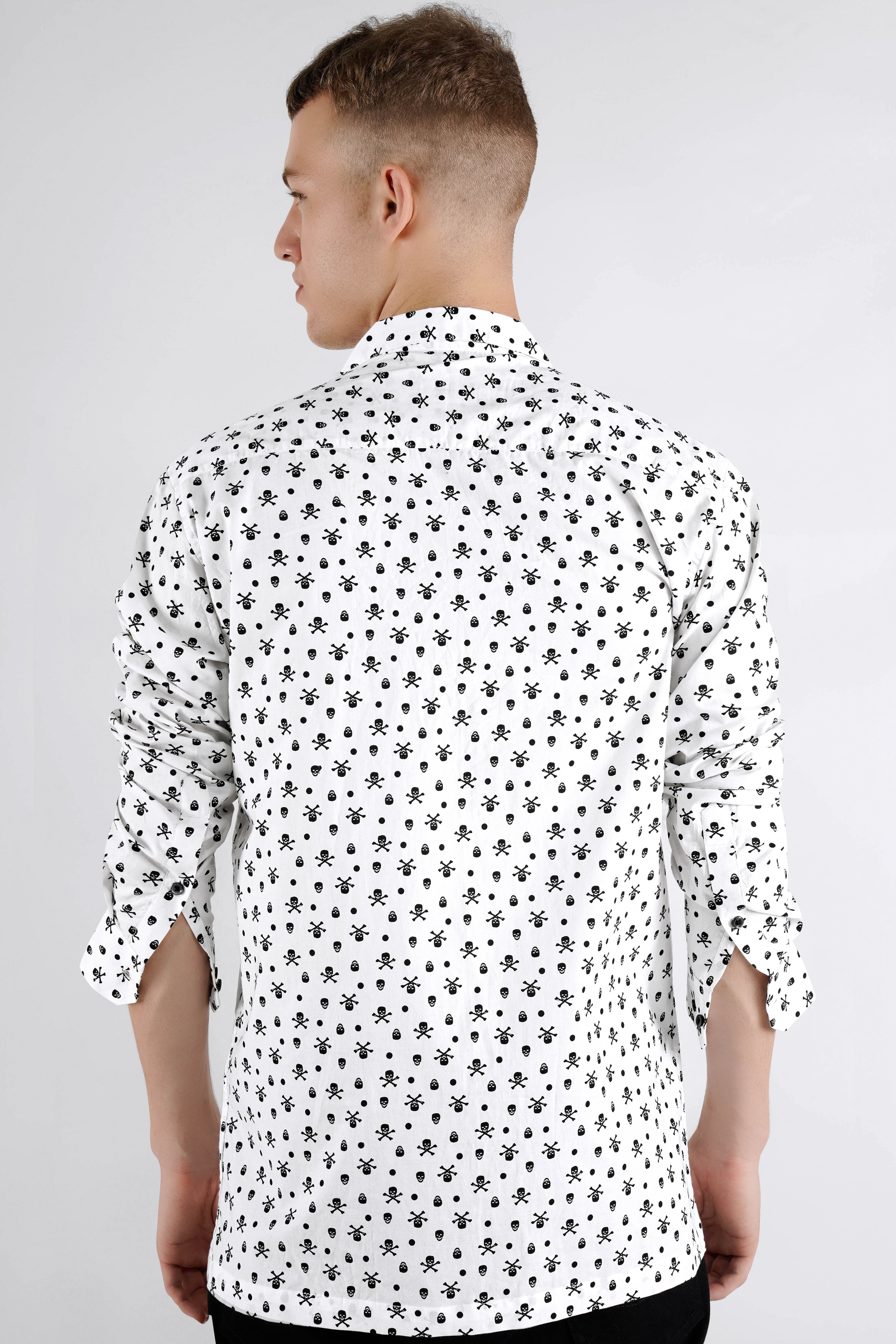 Bright White with Black Patch Premium Cotton Designer Shirt