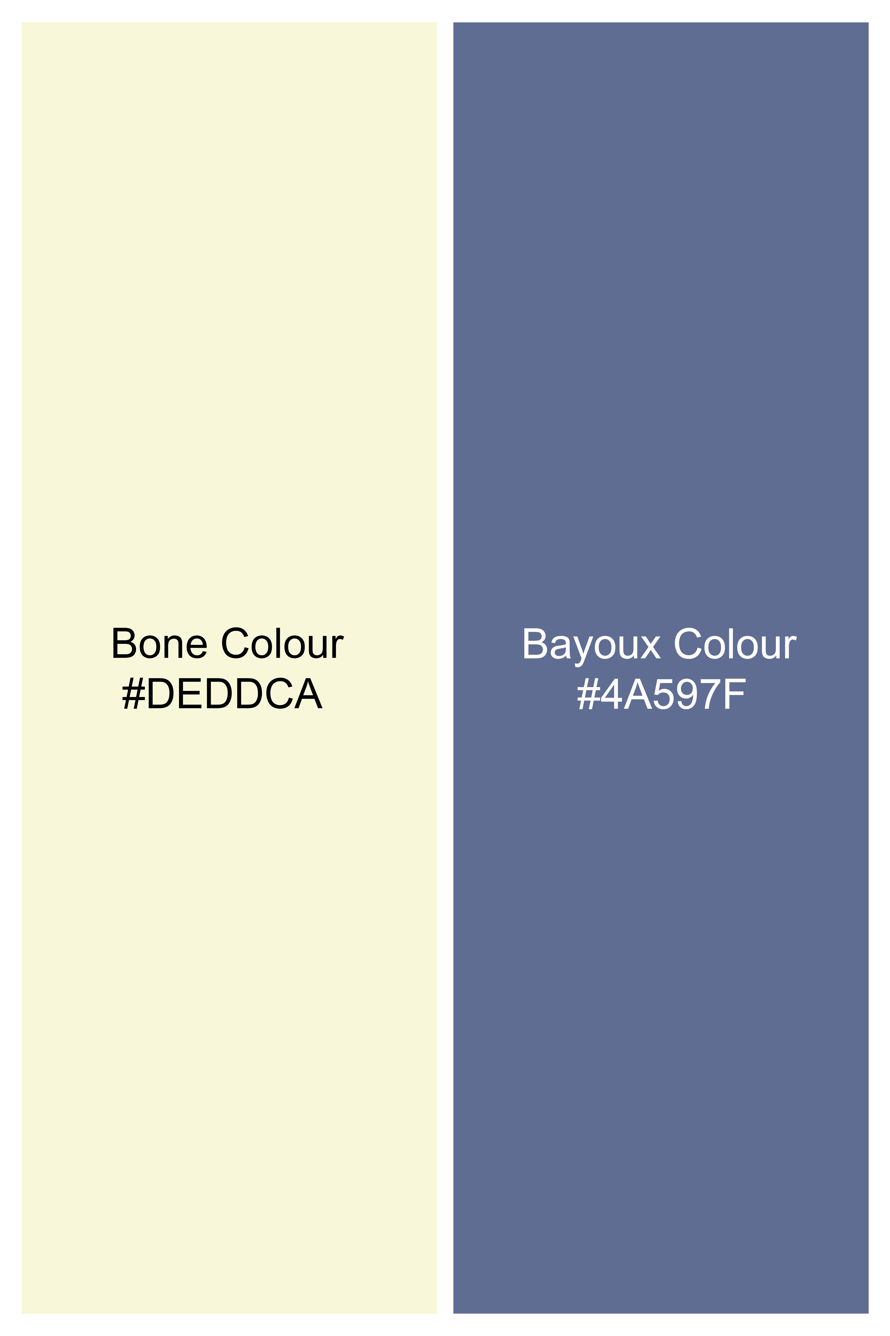 Bone Beige with Bayoux Blue Textured Premium Tencel Shirt