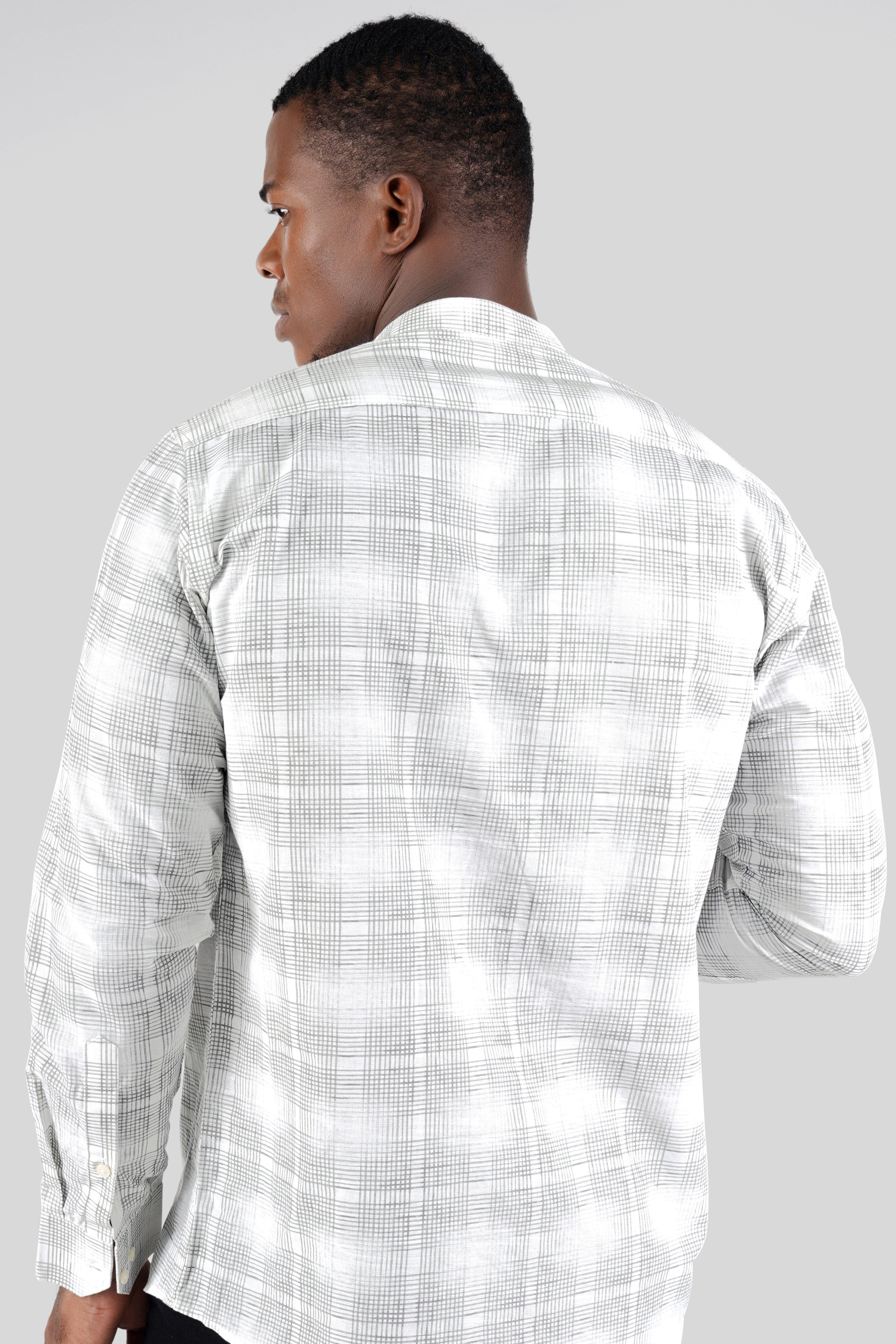 Nobel Gray and White Checkered Luxurious Linen Shirt